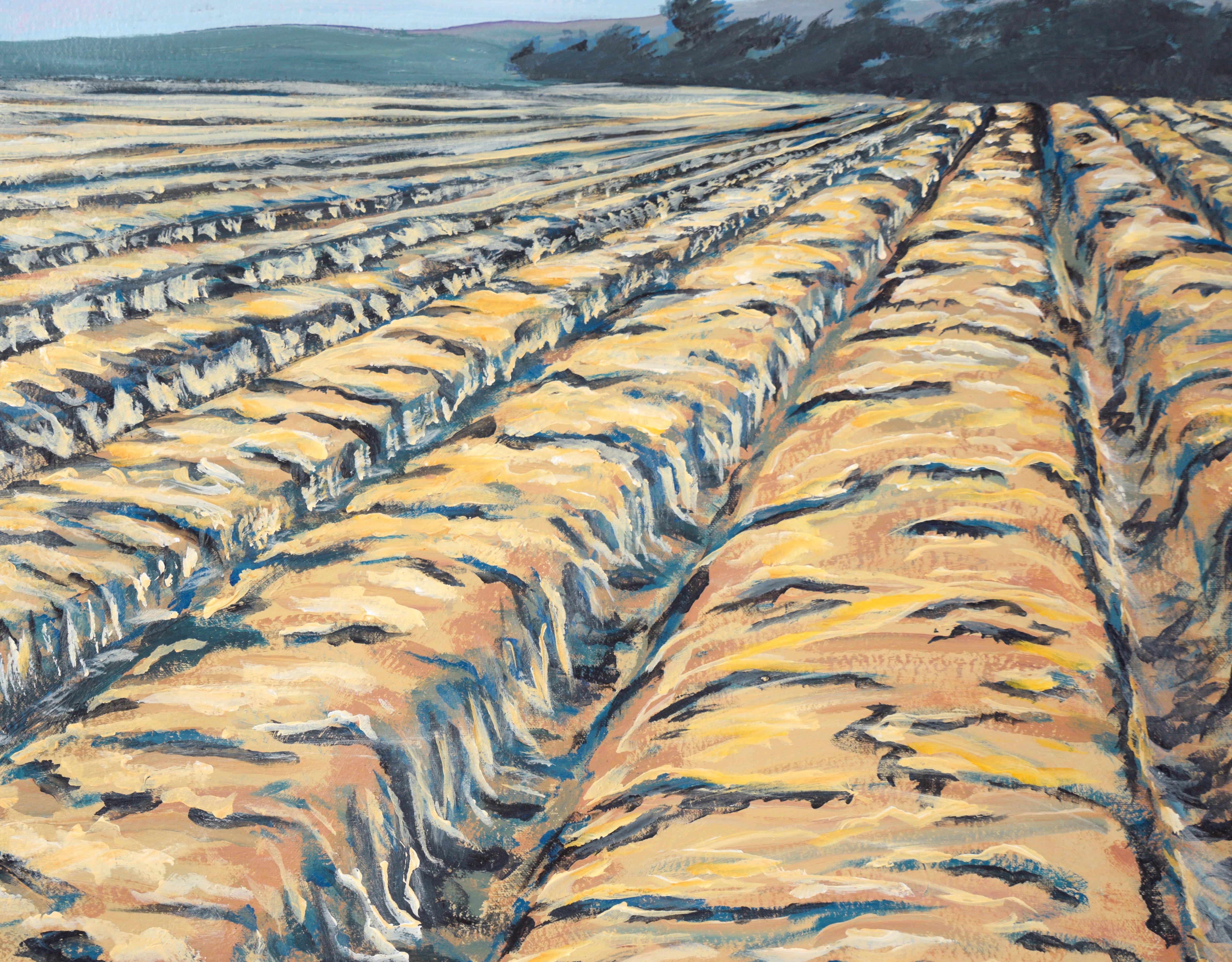 Moss Landing Farm Landscape in Acrylic on Canvas For Sale 1