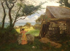 Mother & Child By A Mill, 19th Century  