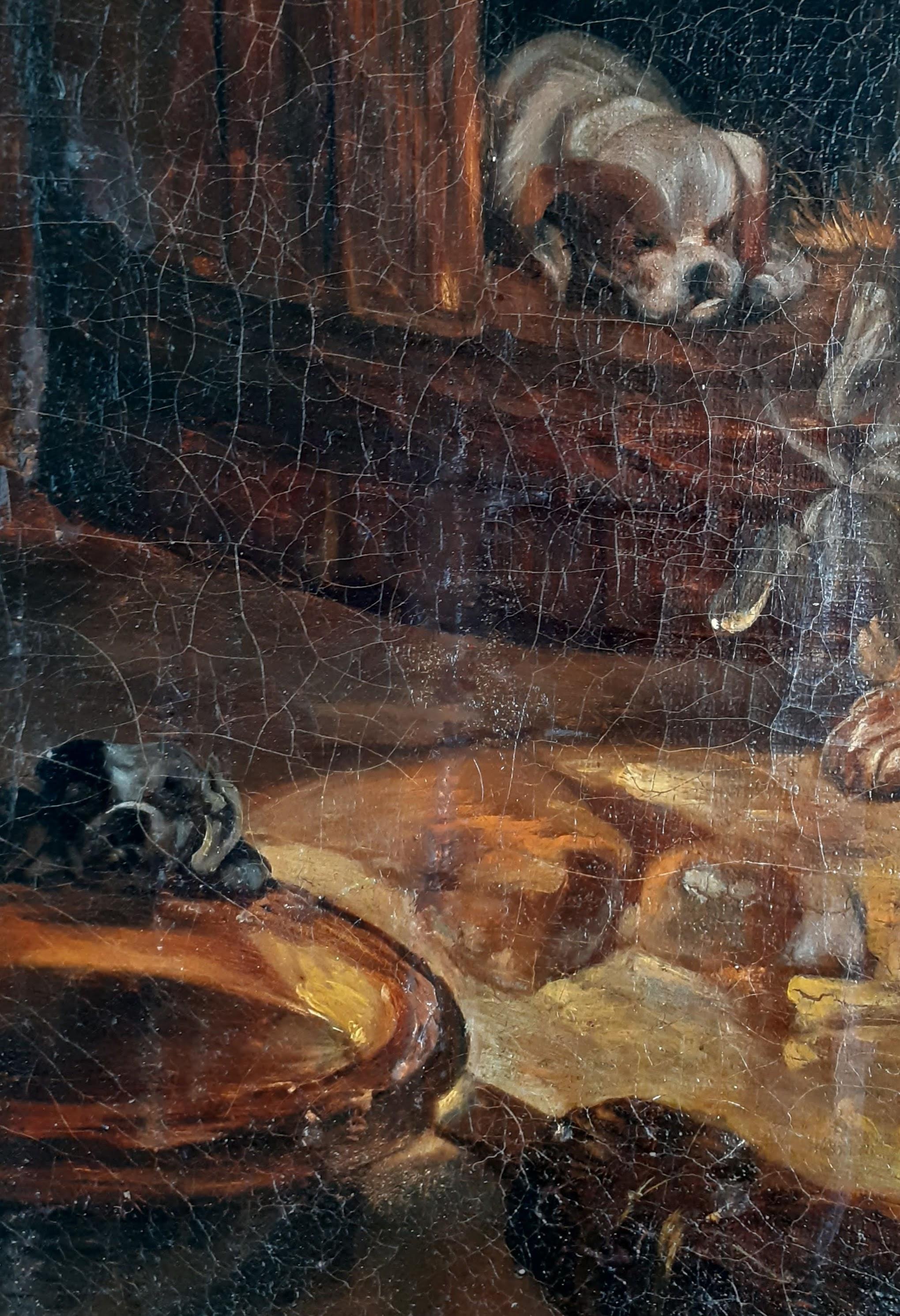 Mère et ses poulains, peinture d'armoire de Barbizonf du 19e siècle en vente 3