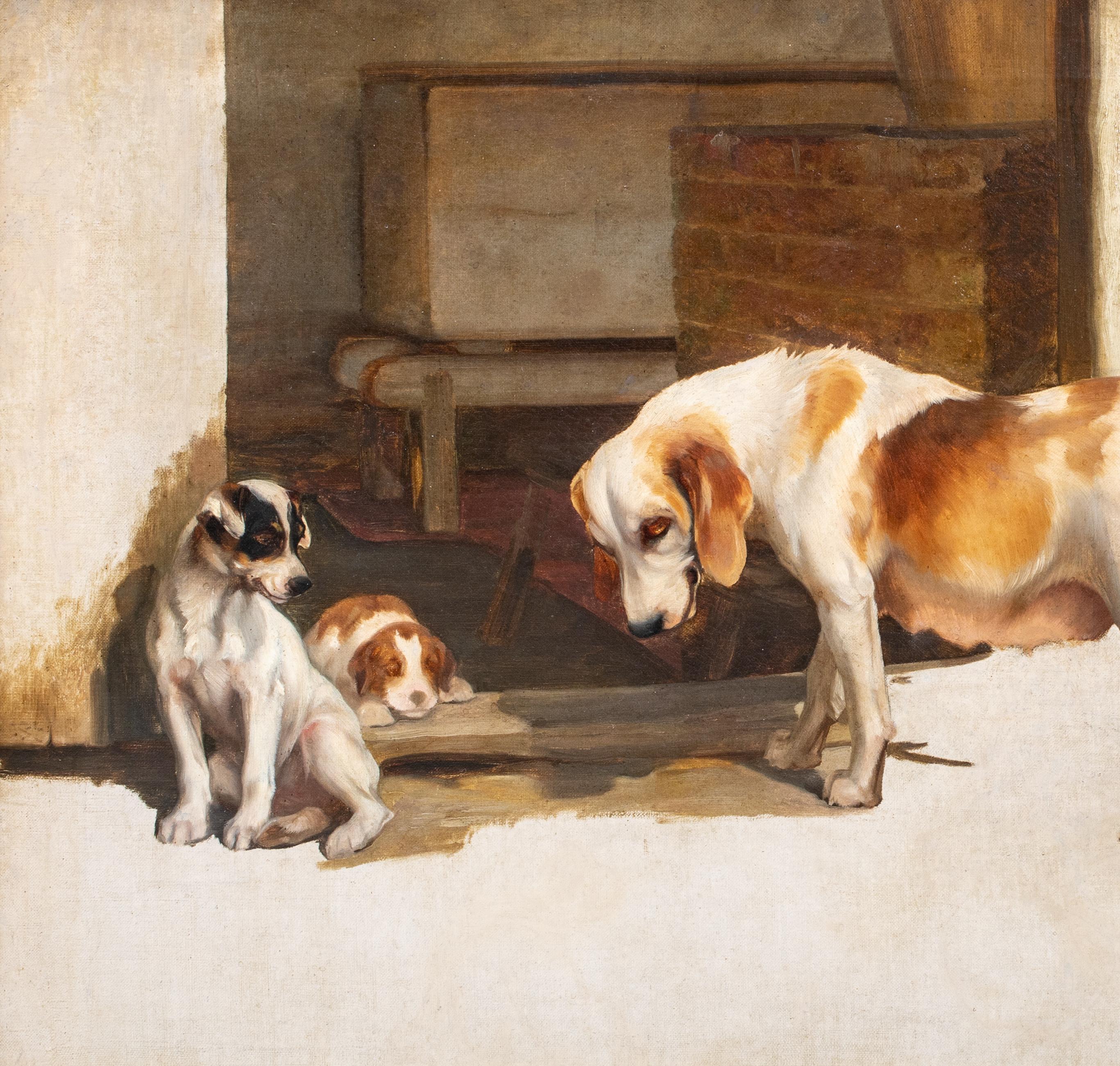 Motherhood, 19th Century   English School Hound Dog & Her Puppies For Sale 6