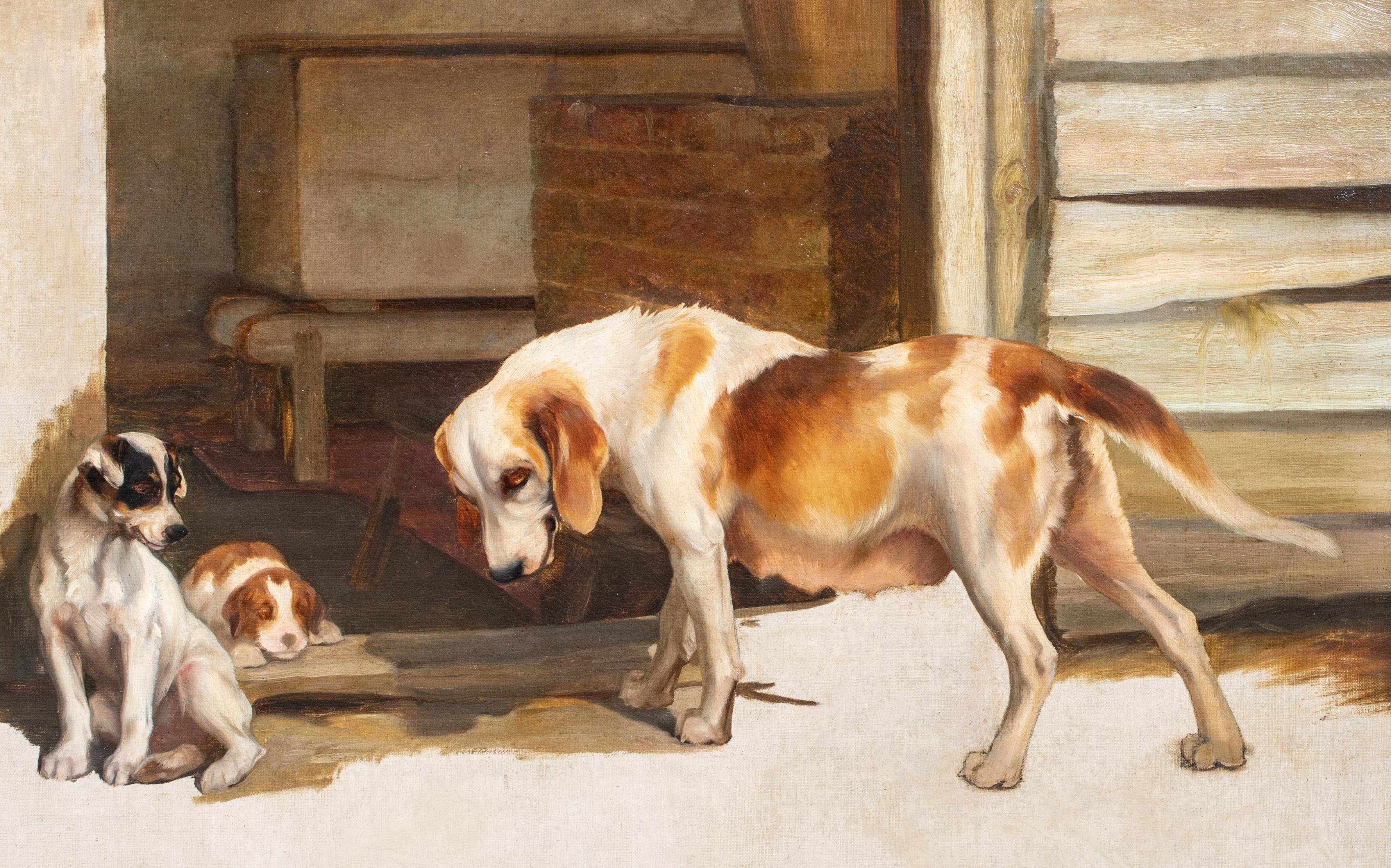 Motherhood, 19th Century   English School Hound Dog & Her Puppies For Sale 3