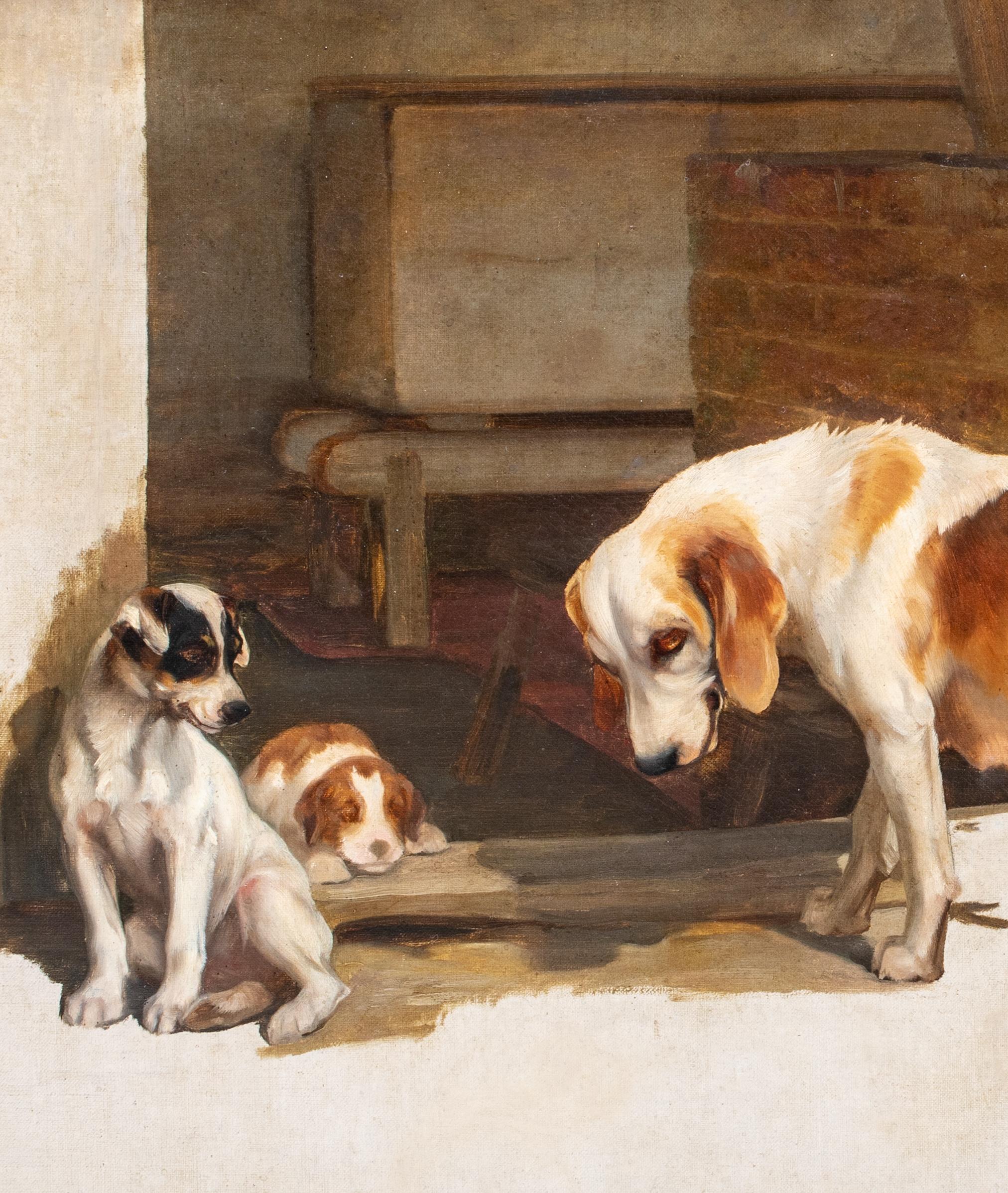 La maternité, 19e siècle   English School Hound Dog et ses chiots en vente 5