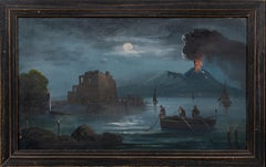 Mount Vesuvius Erupting At Night, 19th Century Bay Of Naples