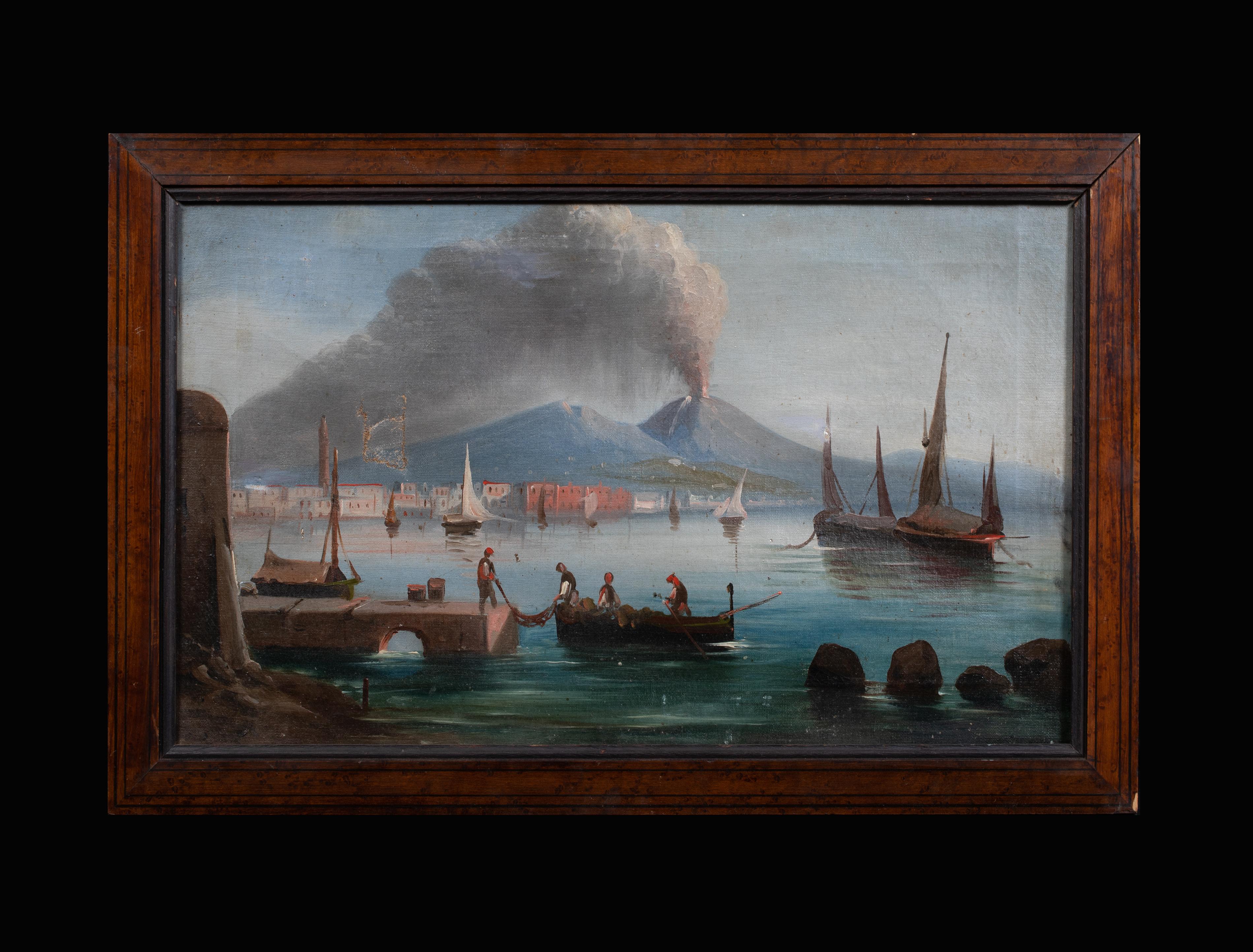 Montiertes Vesuv aus der Bucht von Neapel, 19. Jahrhundert – Painting von Unknown