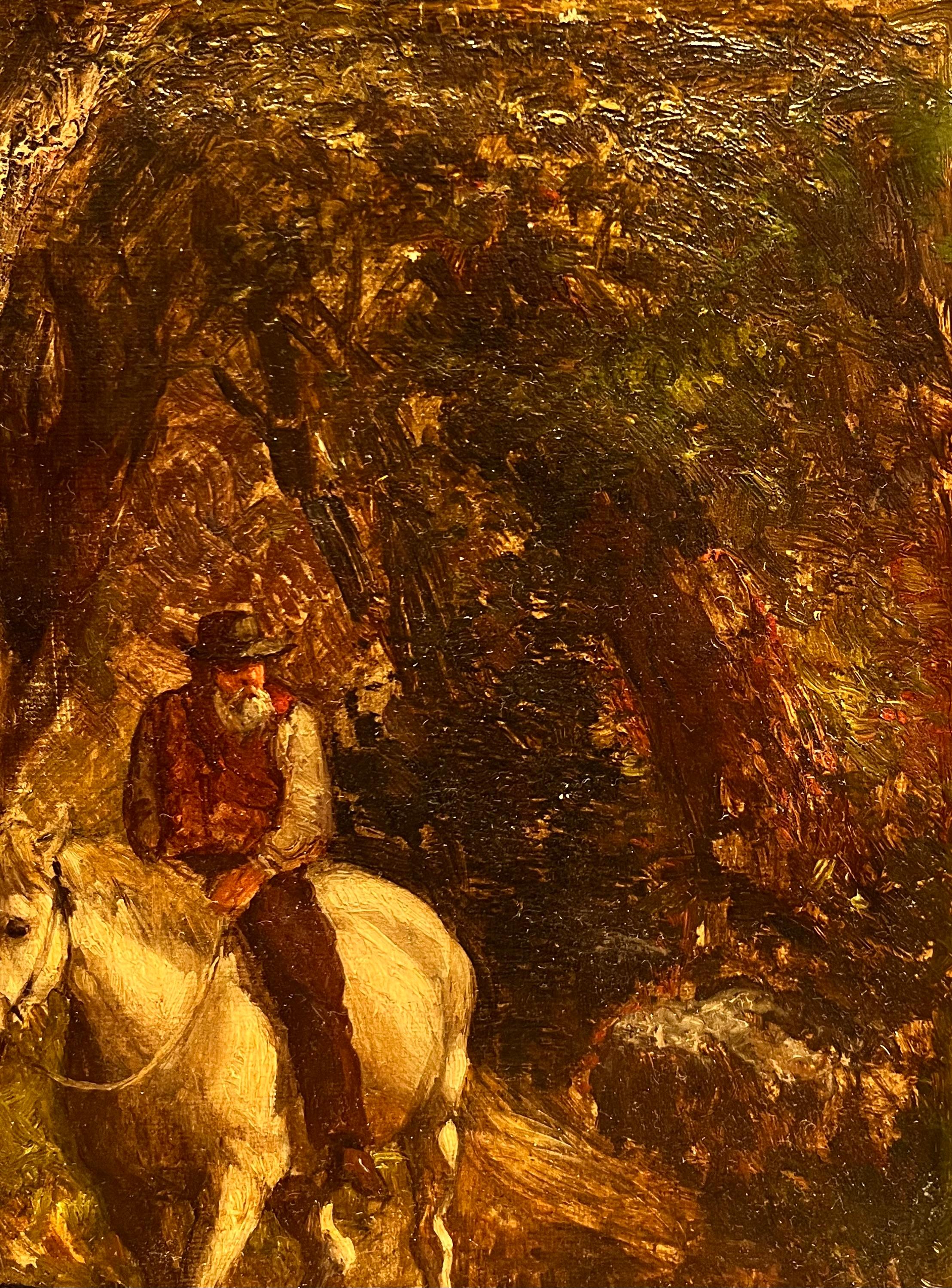 Randonnée à cheval en montagne - Hudson River School Painting par Unknown