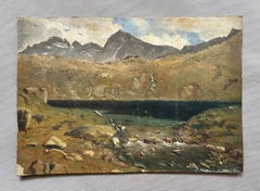 Bergsee, Öl auf Papier