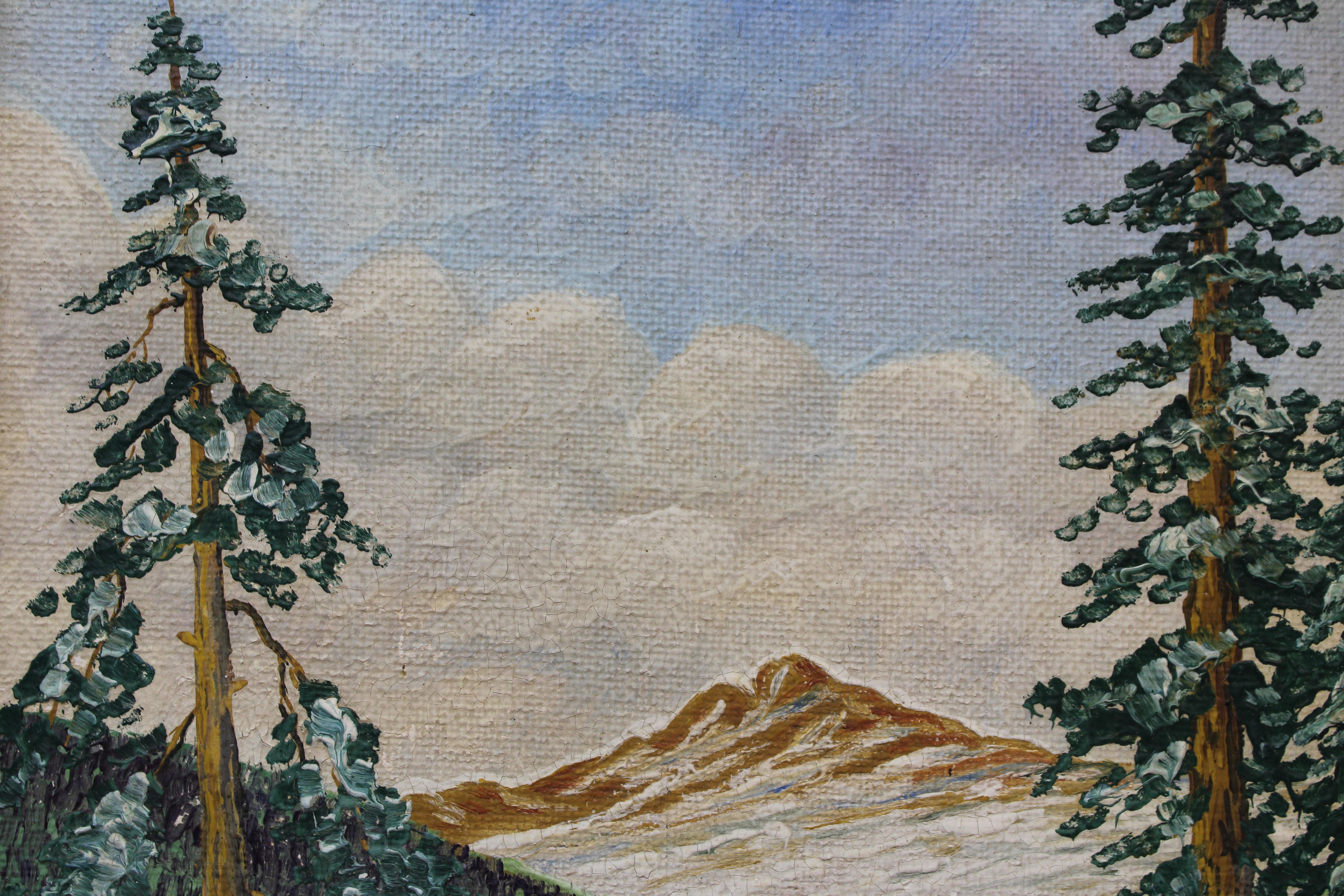 Mountain Landscape ( Oil On Wood ) - Painting by Unknown
