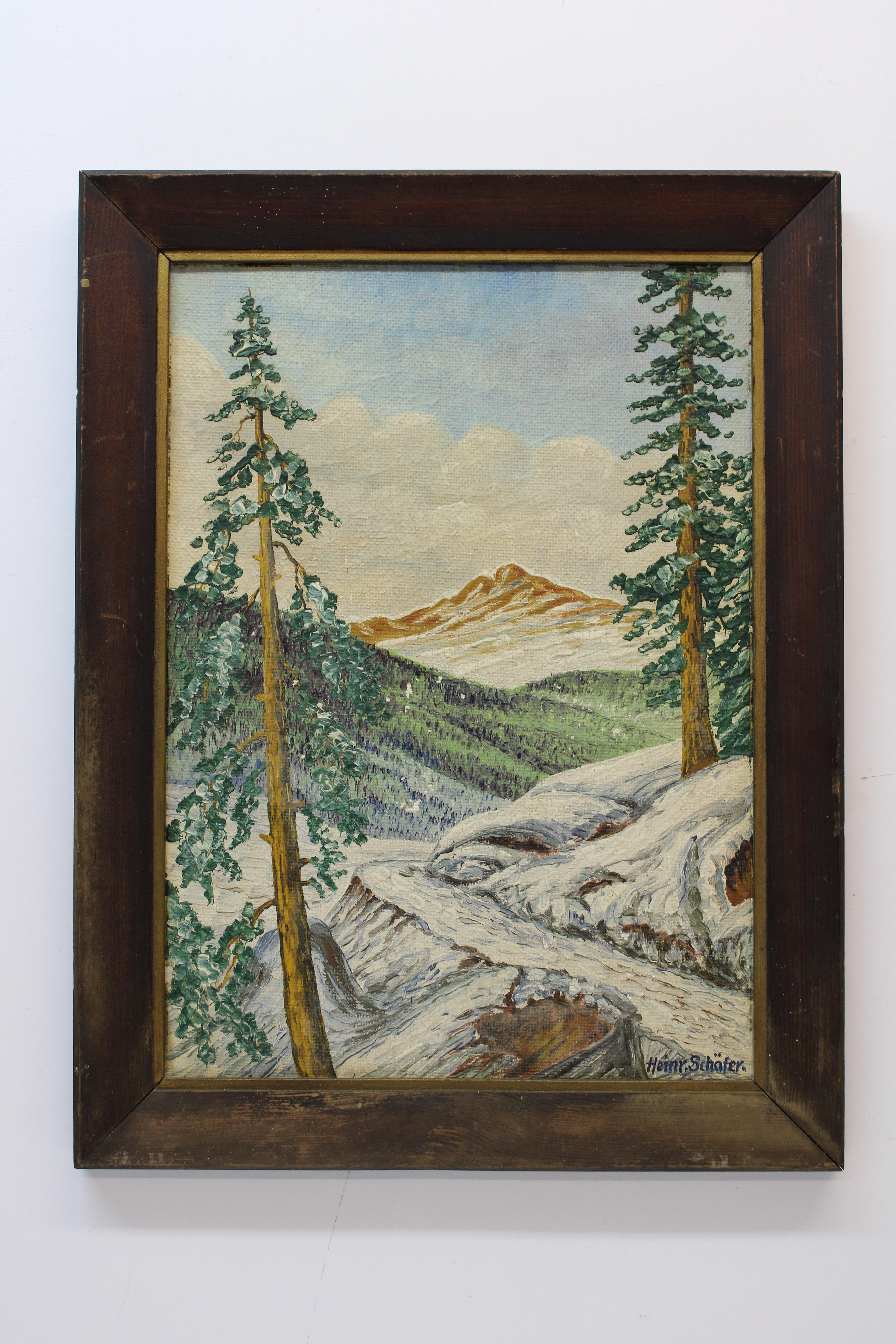 Unknown Landscape Painting - Mountain Landscape ( Oil On Wood )