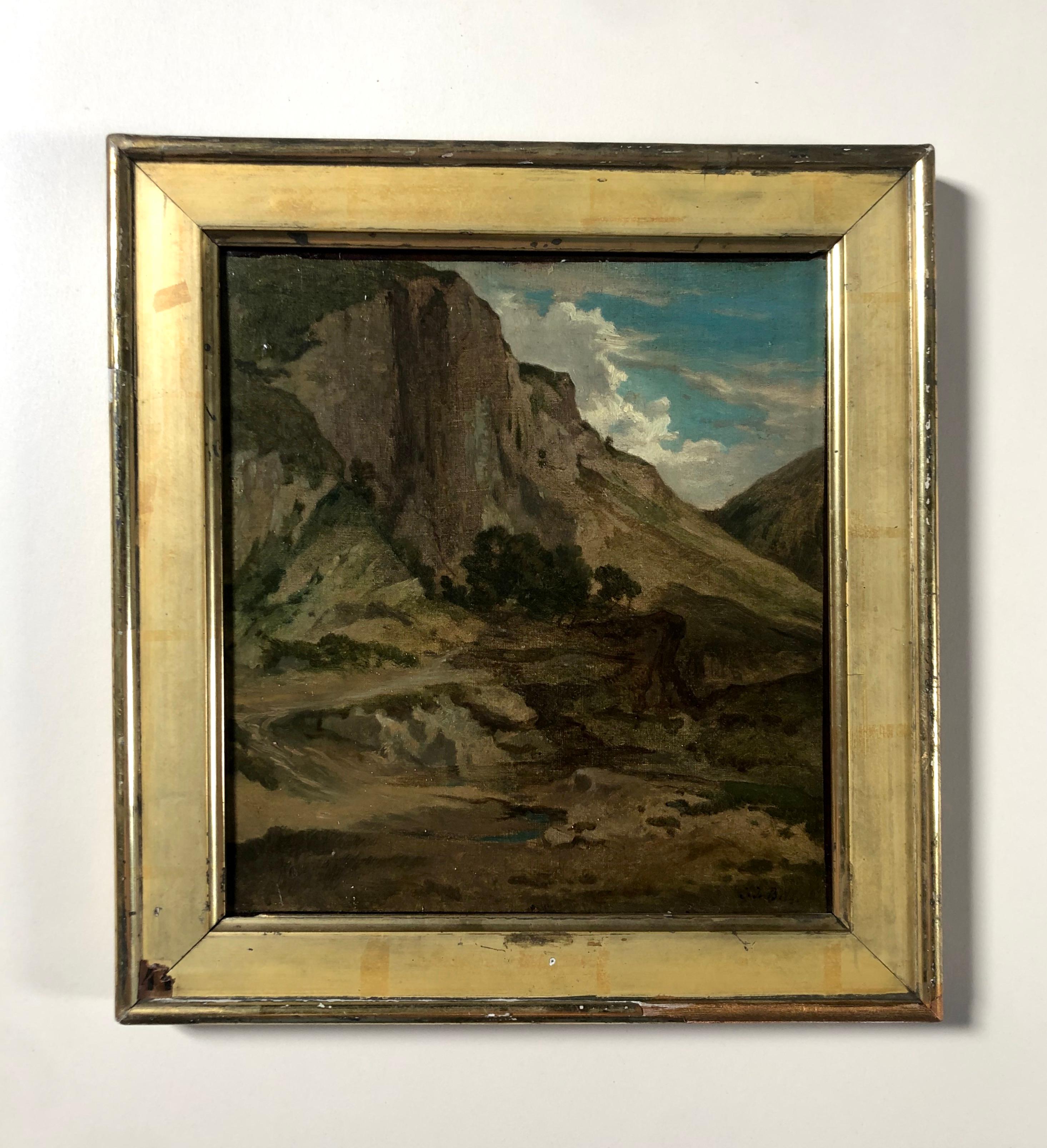 Paisaje de montaña, Firma para identificar - Painting de Unknown