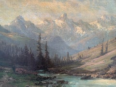 Mountain Landscape with Snow-Capped Peaks and a River. 19th century
