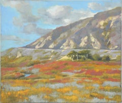 Mountain Landscape with Wildflowers in the Marsh in Acrylic on Canvas
