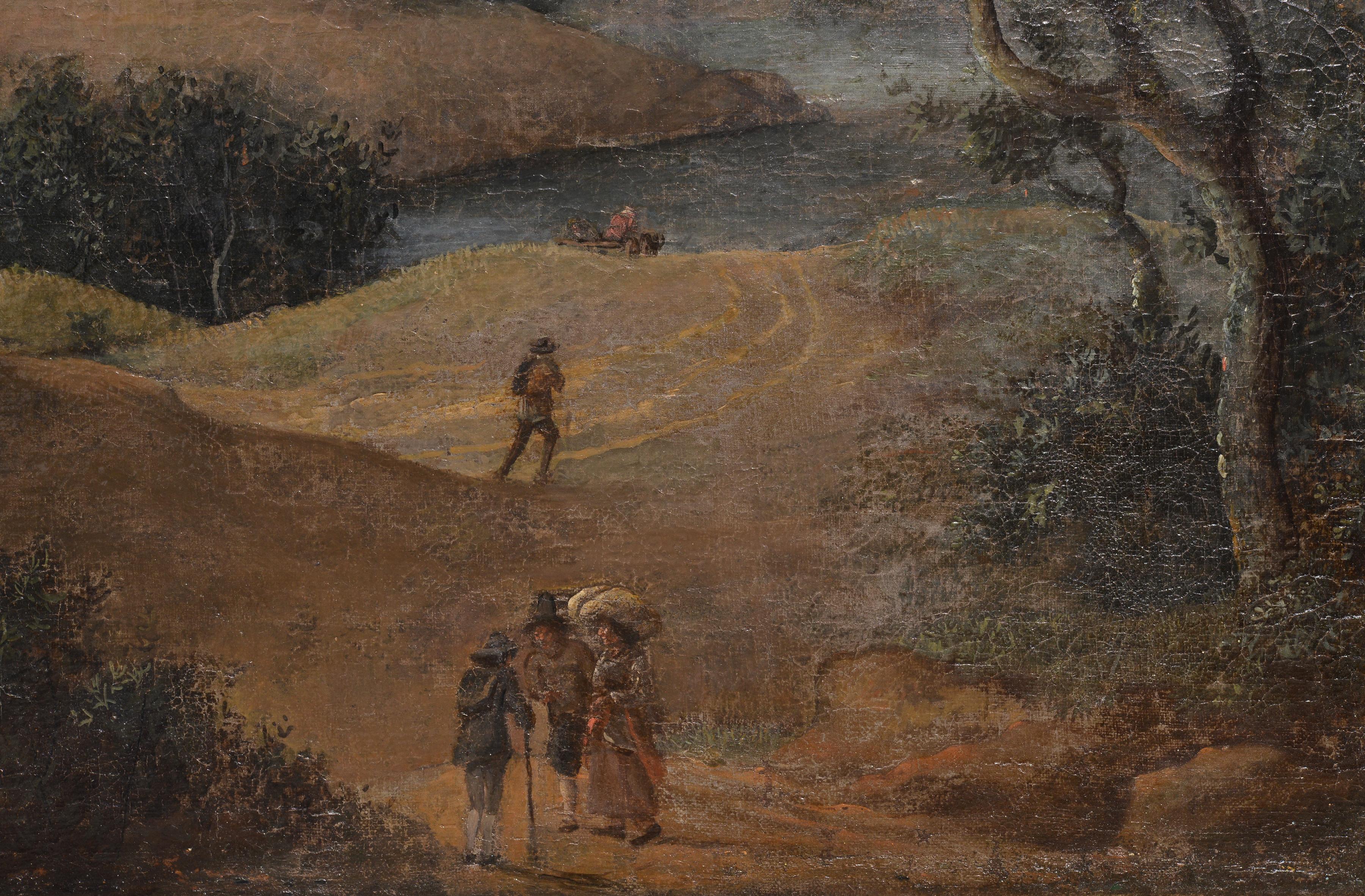 Vista de montaña Paisaje barroco Capriccio Siglo XVII Pintura al óleo Viejo Maestro - Painting de Unknown