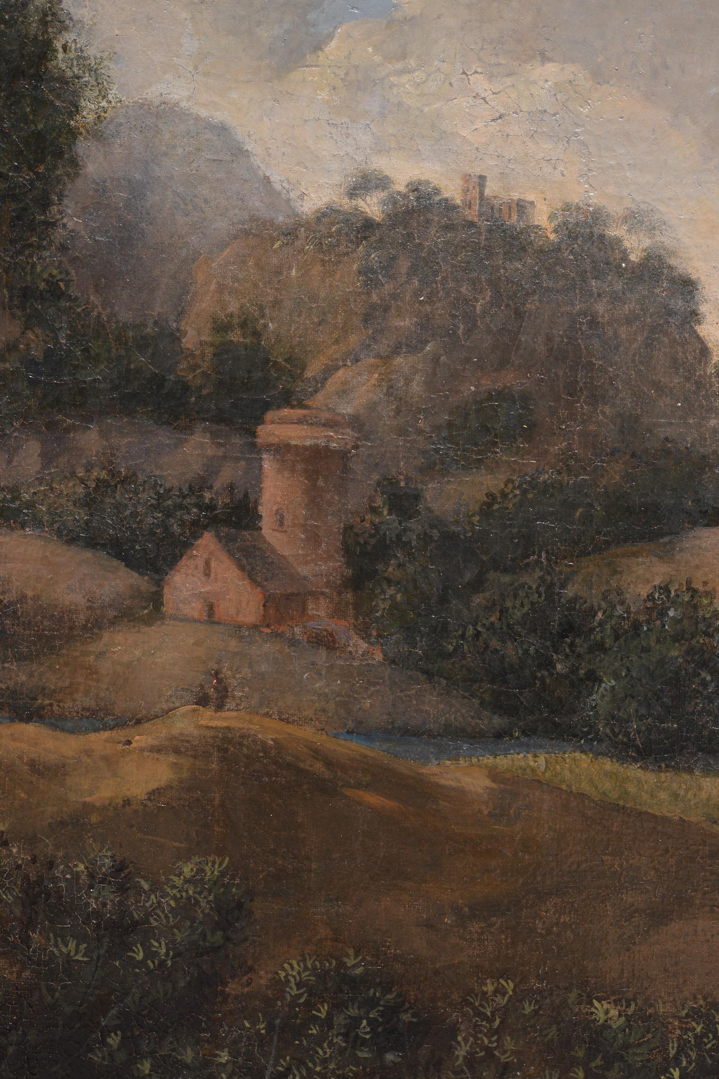 Vista de montaña Paisaje barroco Capriccio Siglo XVII Pintura al óleo Viejo Maestro - Figurative Painting Marrón de Unknown