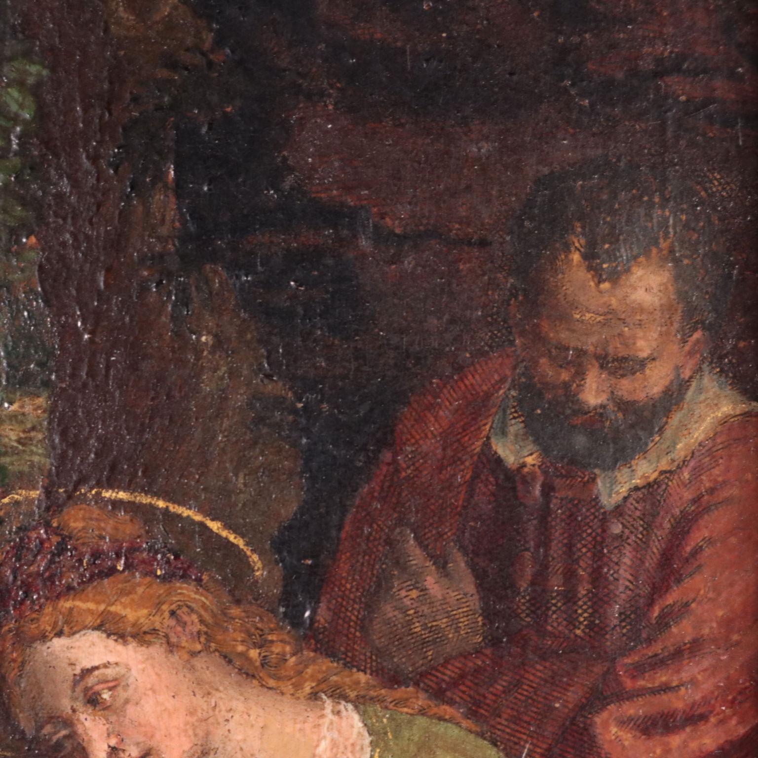 Mourning on the dead Christ, Oil On Paper On Canvas , 16th Century 2