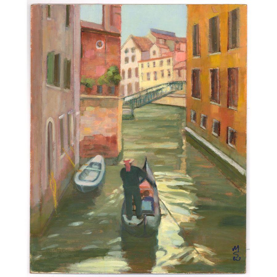 M.S.W - 20th Century Oil, A Trip Through Venice - Painting by Unknown