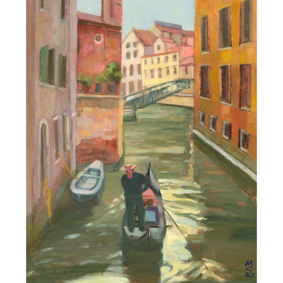Unknown Landscape Painting - M.S.W - 20th Century Oil, A Trip Through Venice