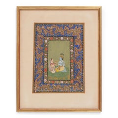 Mughal School Miniature Painting of Radha-Krishna