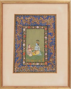 Mughal School Miniature Painting of Radha-Krishna