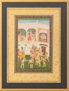 Scuola Mughal Radna e Krishna Gouache, 2
