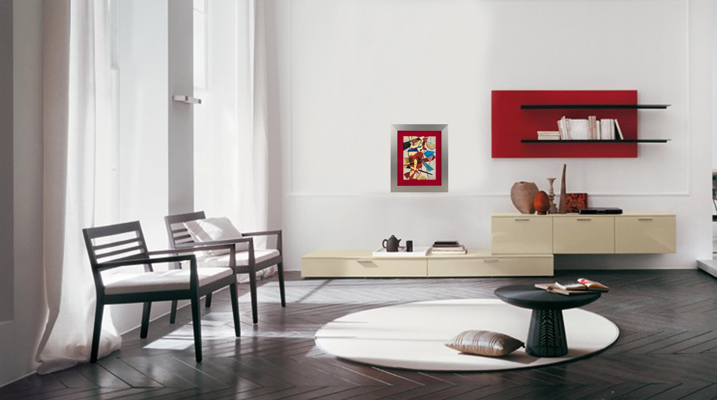 Multicolor Abstract Cubist Oil Painting with Monogram Signature MJ For Sale 7