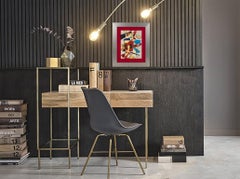 Multicolor Abstract Cubist Oil Painting with Monogram Signature MJ