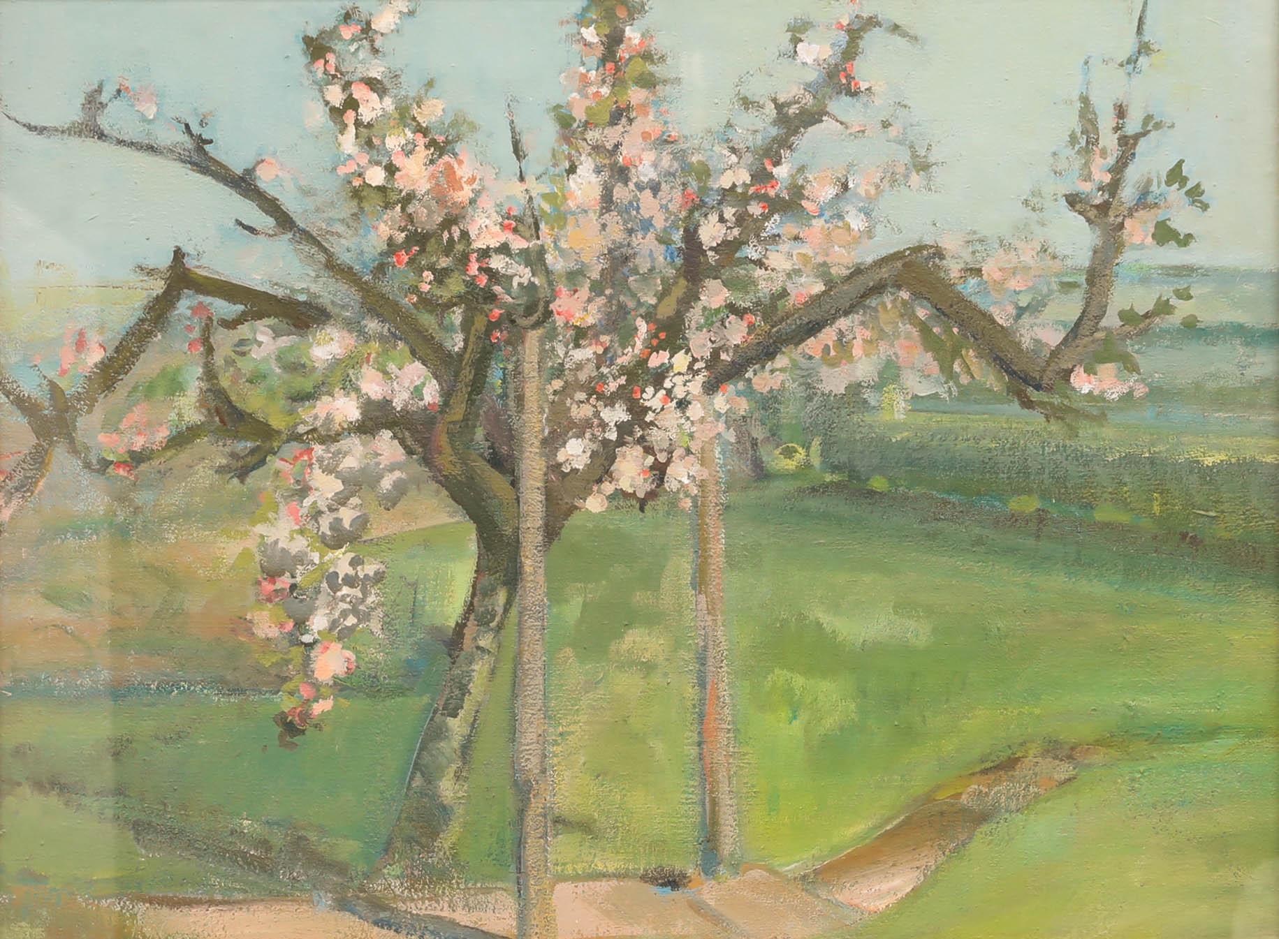 Muriel Mallin (1925-2002) - 20. Jahrhundert Öl, Kirschblüte – Painting von Unknown