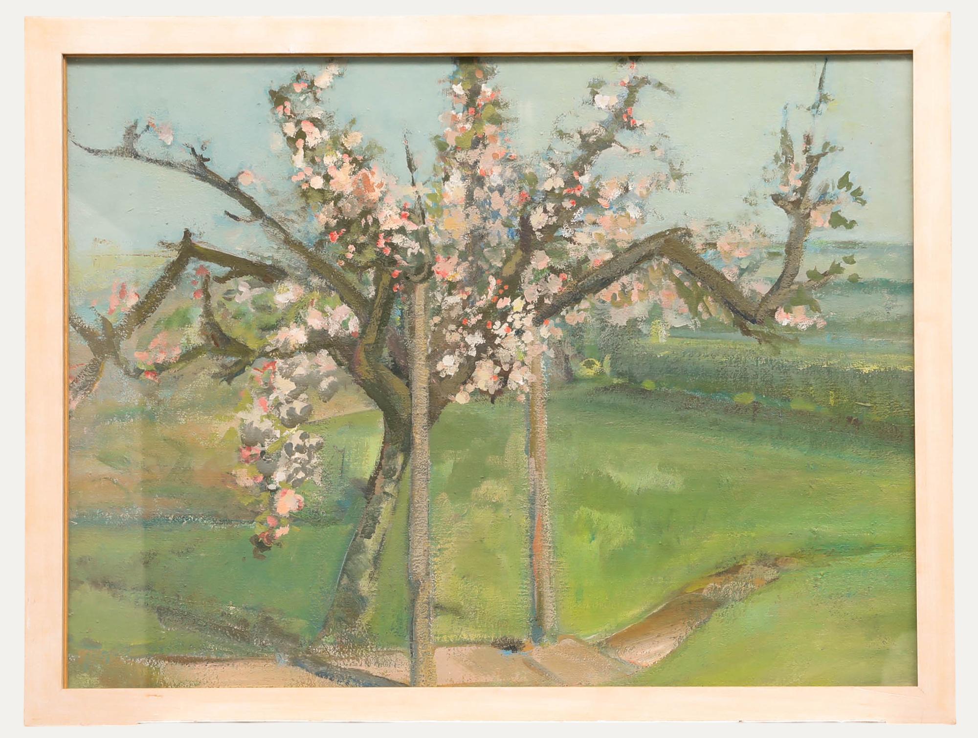 Muriel Mallin (1925-2002) - 20. Jahrhundert Öl, Kirschblüte