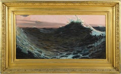 Museum Quality Antique American Signed Seascape Large Framed Oil Painting