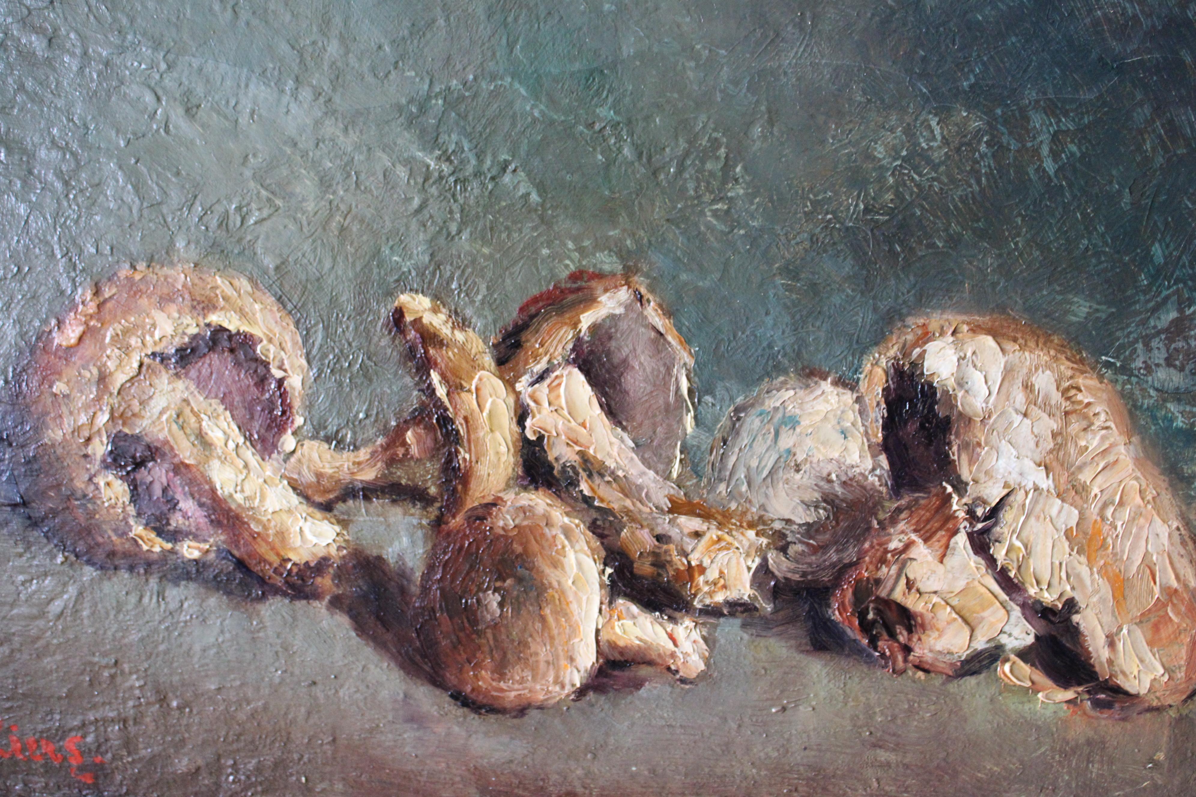 Mushroom-Stillleben, Ölgemälde, original impressionistisches Gemälde, Anfang 1900 im Angebot 1