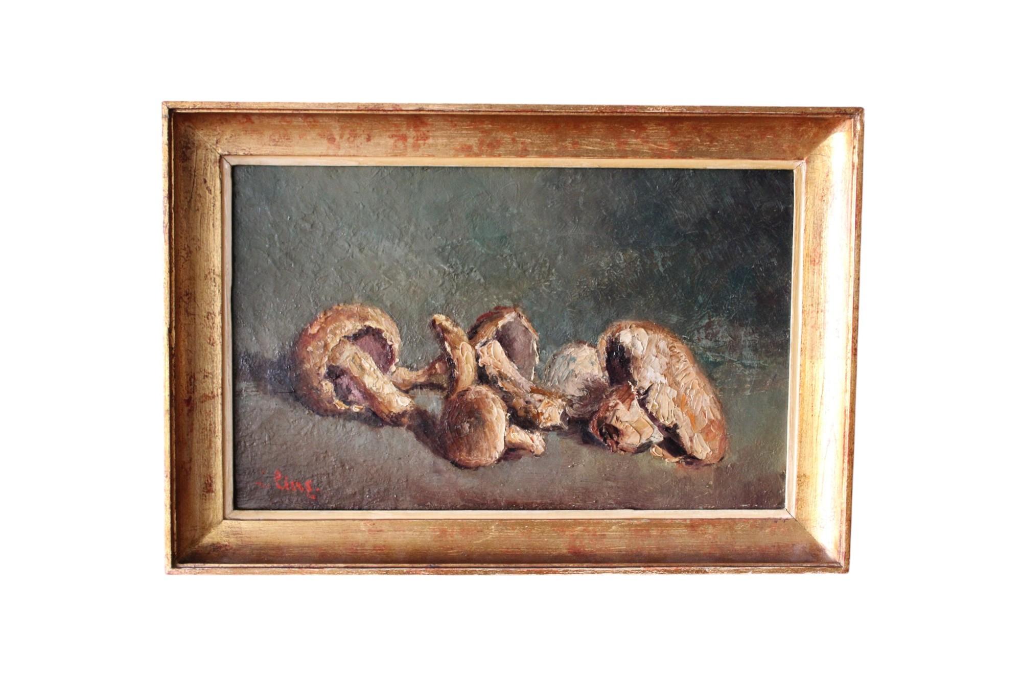 Unknown Still-Life Painting – Mushroom-Stillleben, Ölgemälde, original impressionistisches Gemälde, Anfang 1900