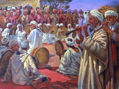 Festival de musique, peinture à l'huile sur toile de Jalal Gharbi