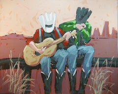 Musical Cowboys Oversized Acrylic Painting