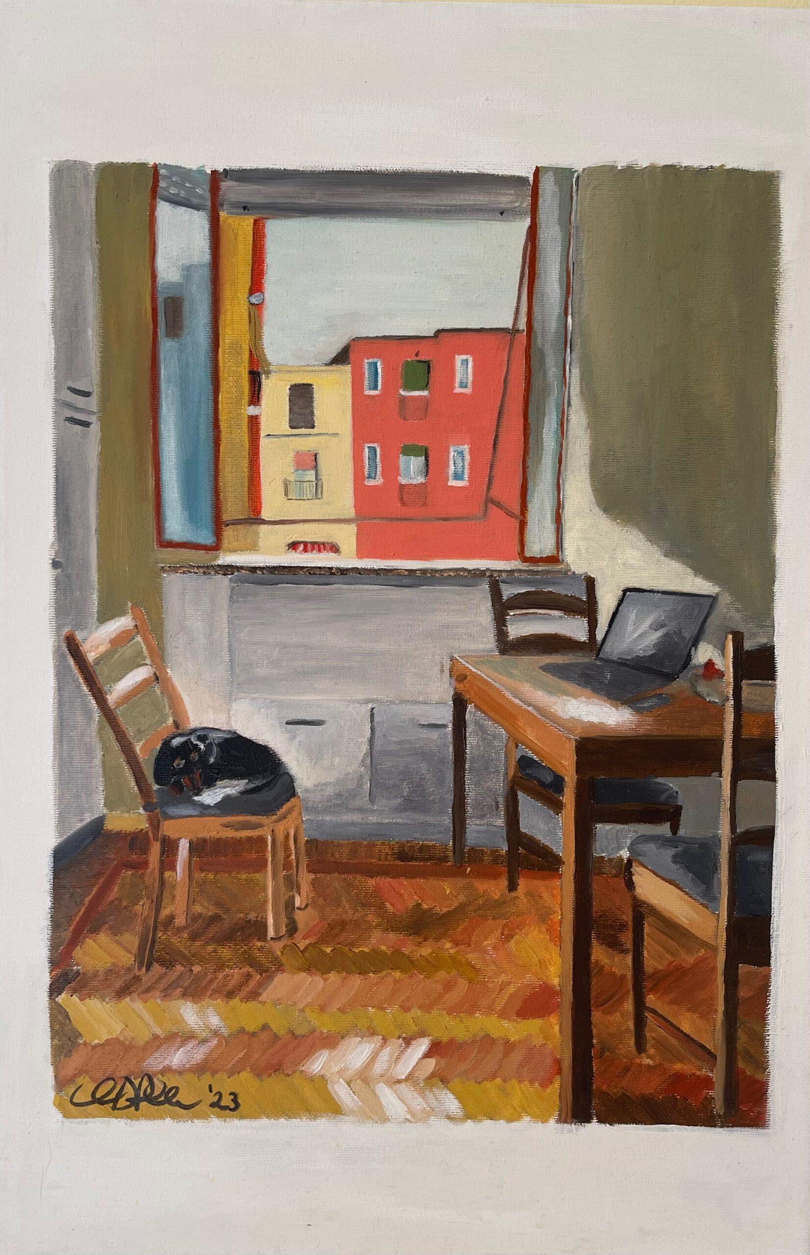 My home and my dog by Vincenzo Di Palma - Painting by Unknown