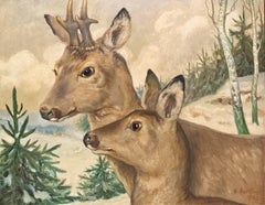 My Little Joy in Winter Many Days Hunting, Roe Deer, Jagdmalerei, Heimatkunst