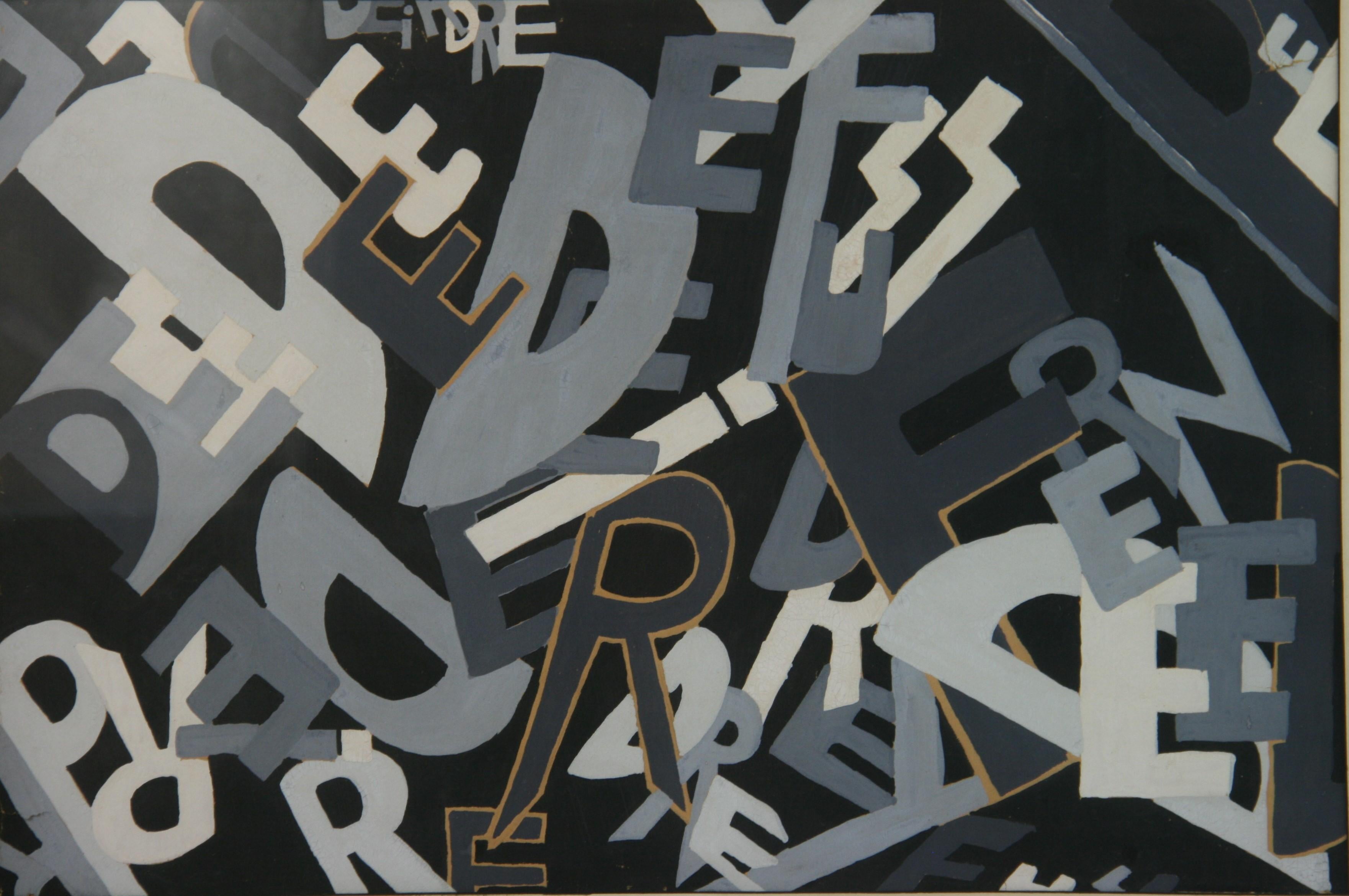 Mein Name in schwarz-weißen Buchstaben von Deidra (Grau), Abstract Painting, von Unknown