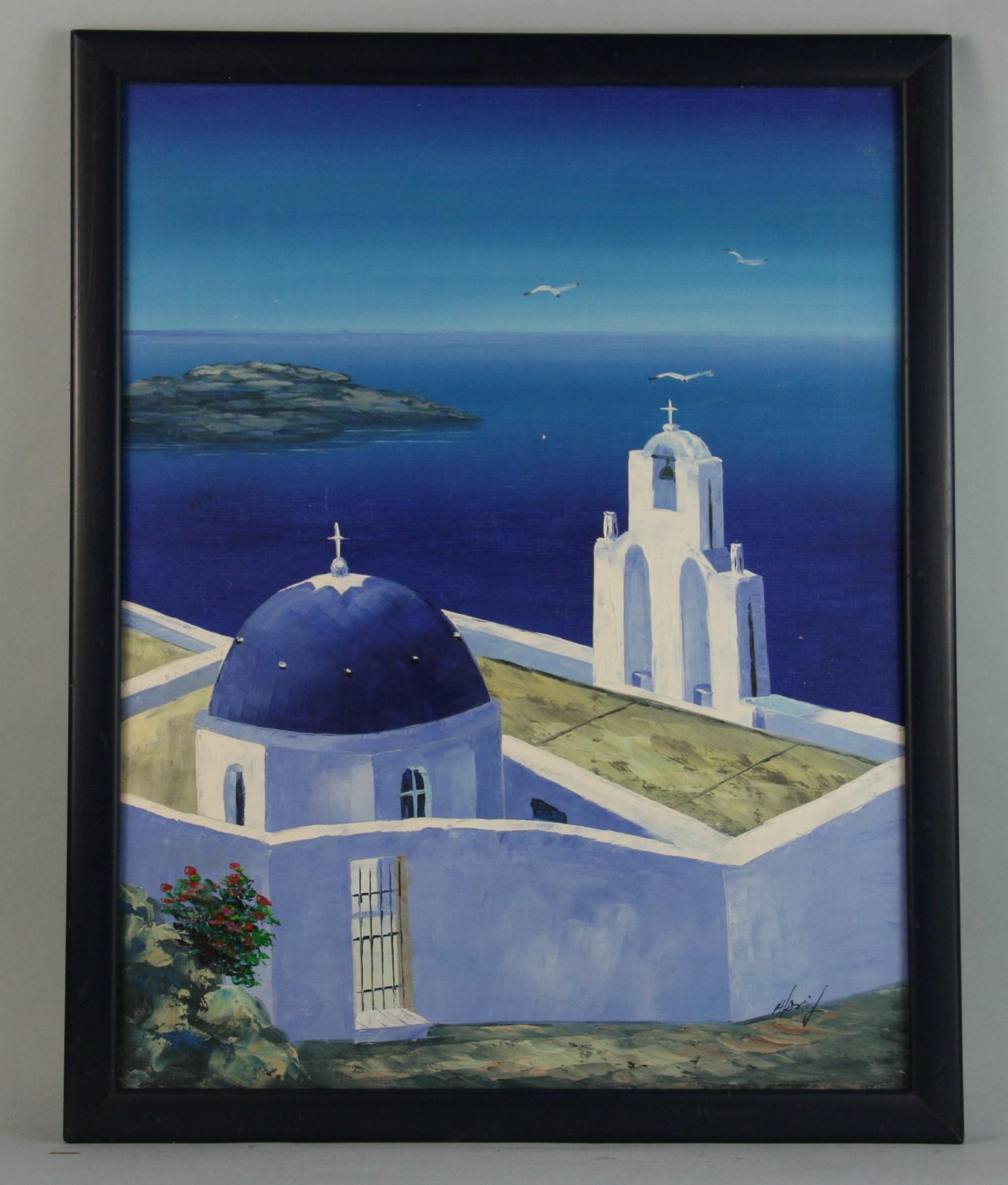 Unknown Landscape Painting - Mykonos Greece Sea View Landscape