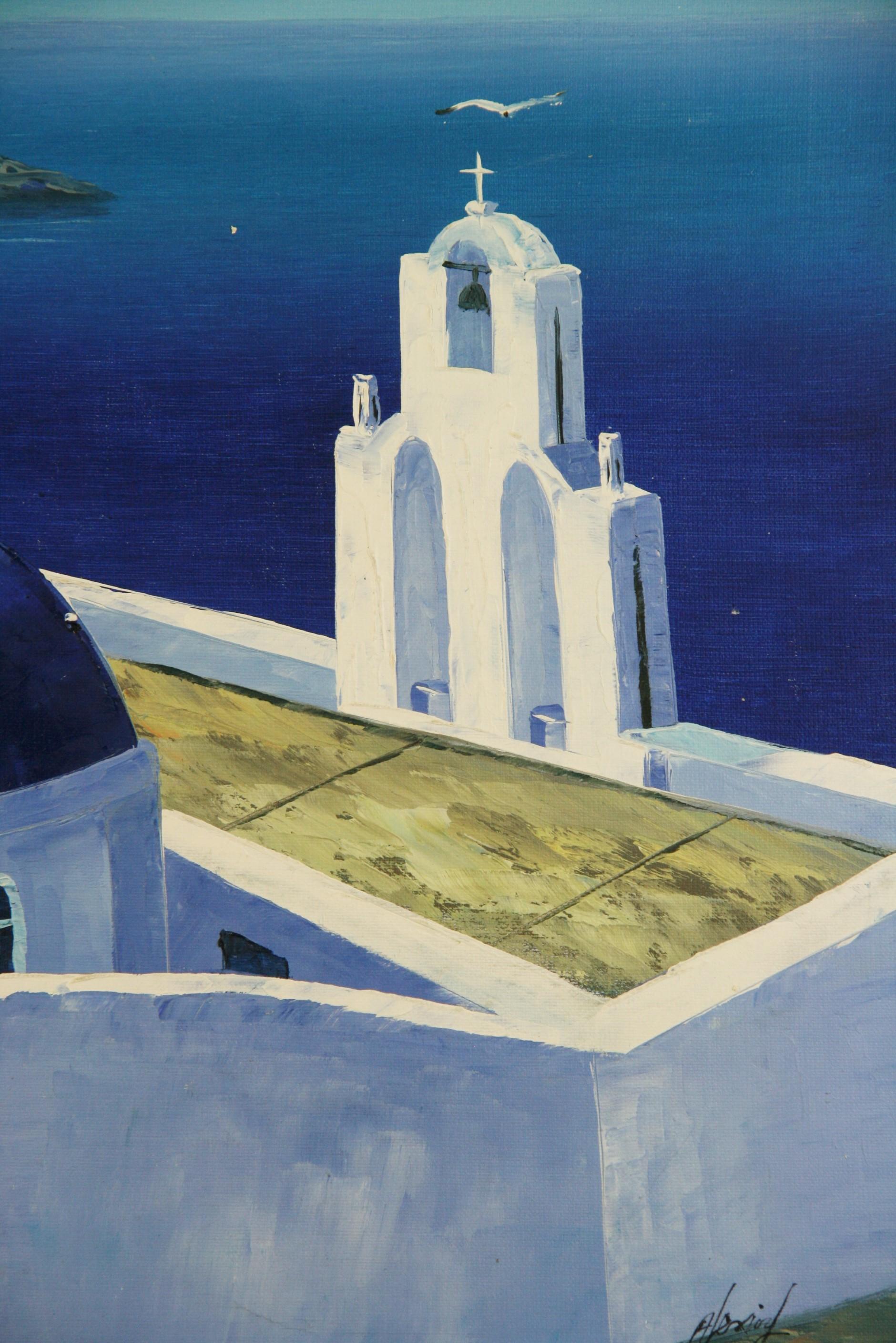 Mykonos Griechenland Meeresansicht, Öl-Landschaft im Angebot 4