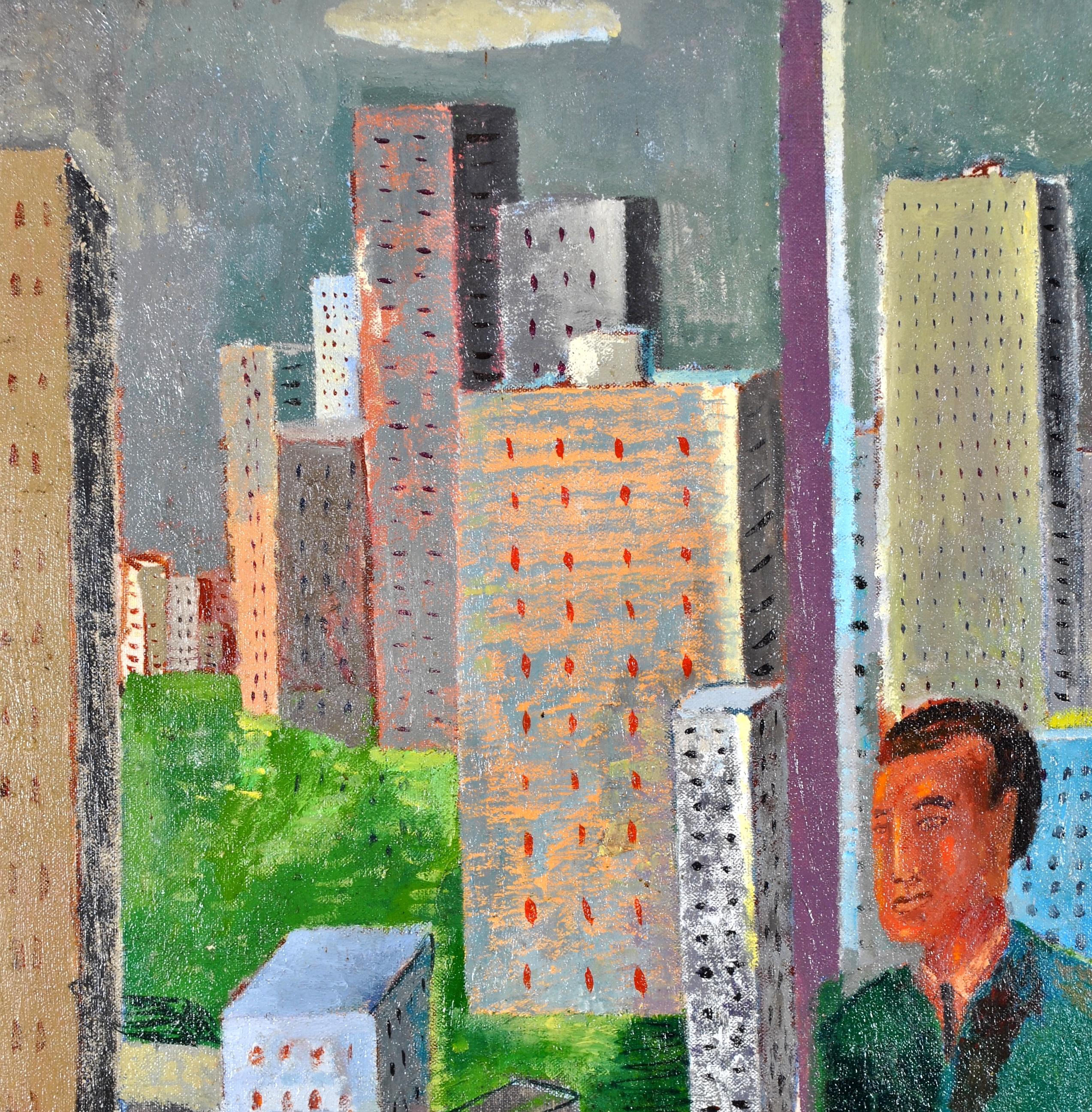 Myself as a Big Boss in New York - Large Figurative Portrait Oil Painting For Sale 6