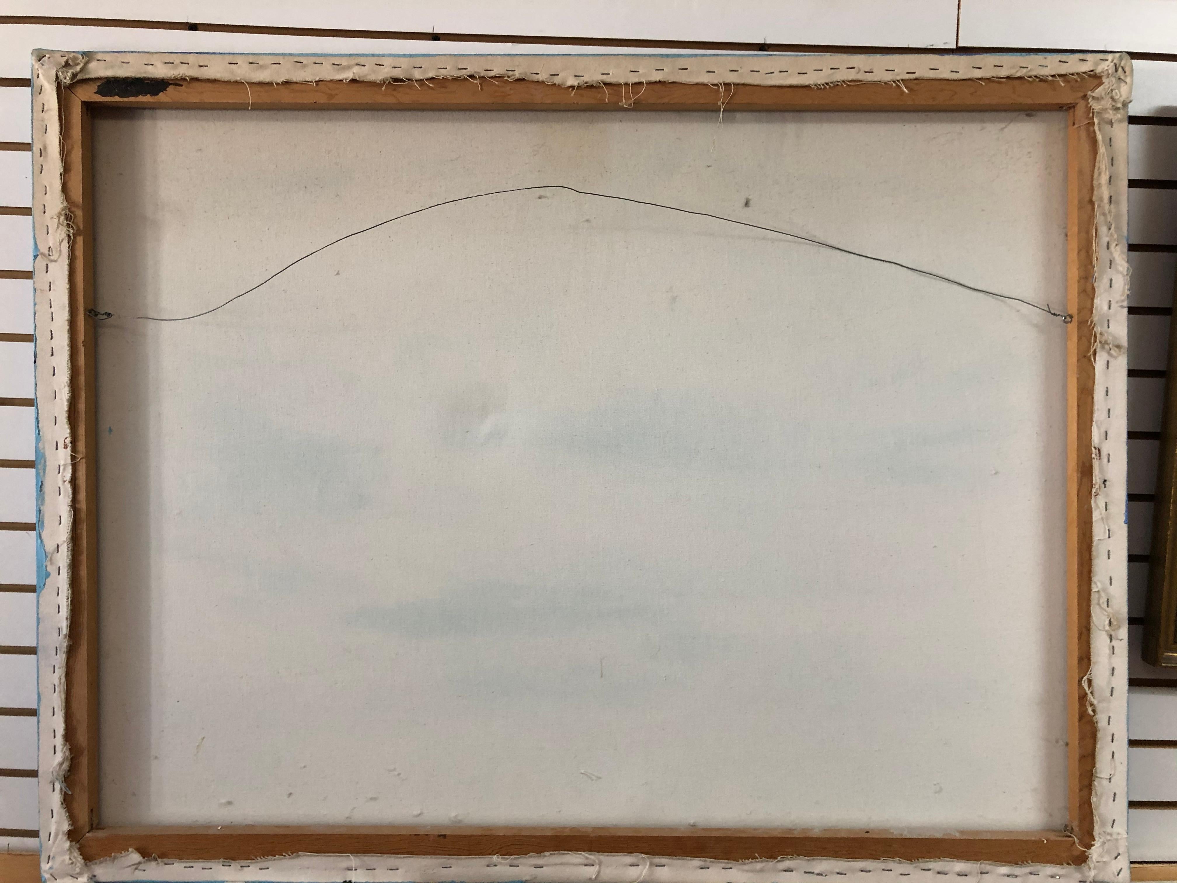 Mistero 1970 Mid Century Modern Olio su tela - Abstract Painting Grigio di Unknown