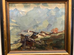 Mistero Impressionista paesaggio di montagna con Cabine