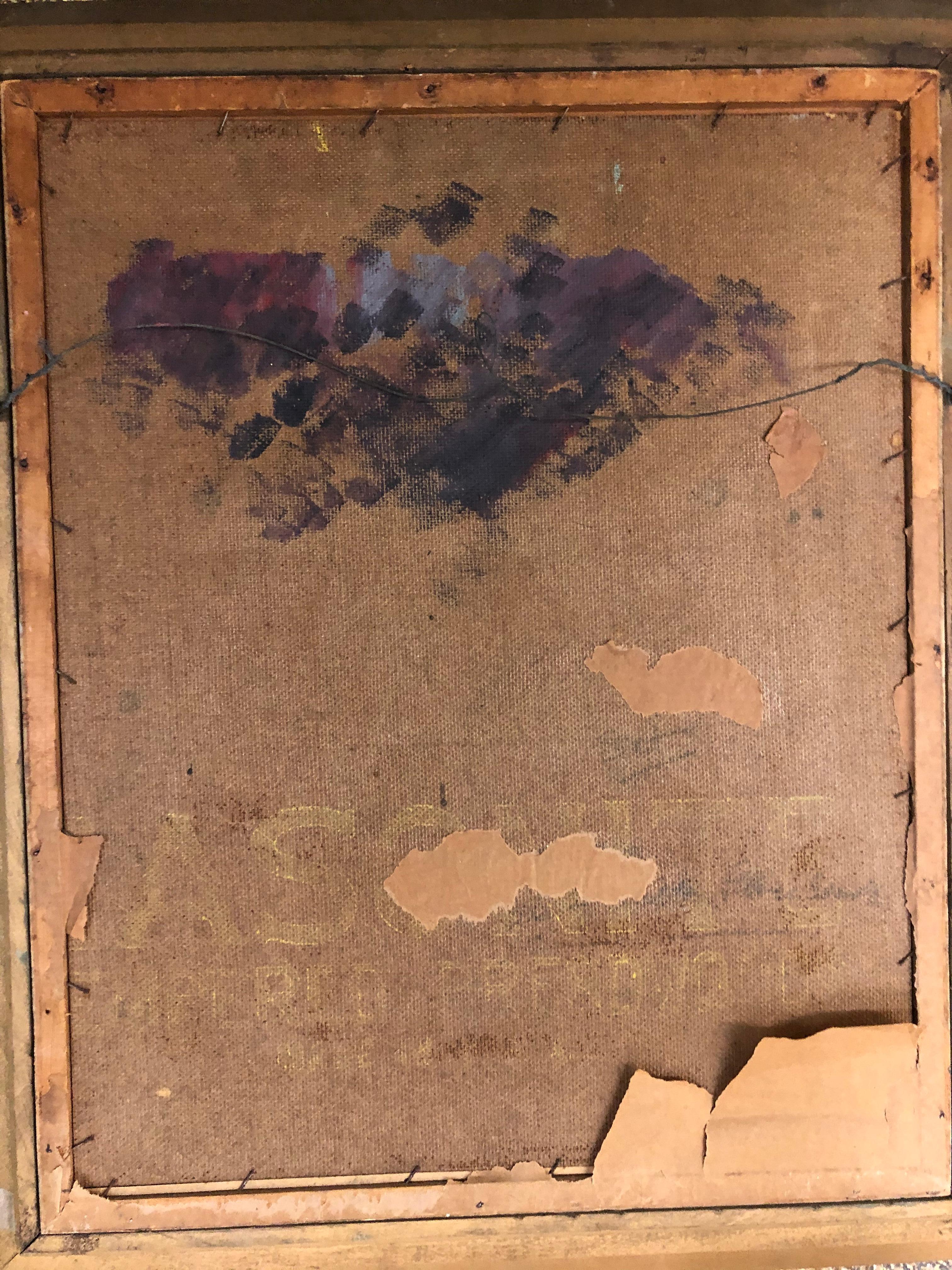 Ein geheimnisvolles Gemälde, das ein echter Schläfer sein könnte. Signiert in Öl auf Masonit, aber ich kann die Signatur nicht erkennen. Extrem gut ausgeführt Vase mit Blumen sehr bunt. Sieht nach einem wichtigen Gemälde aus. Das Gemälde misst 20