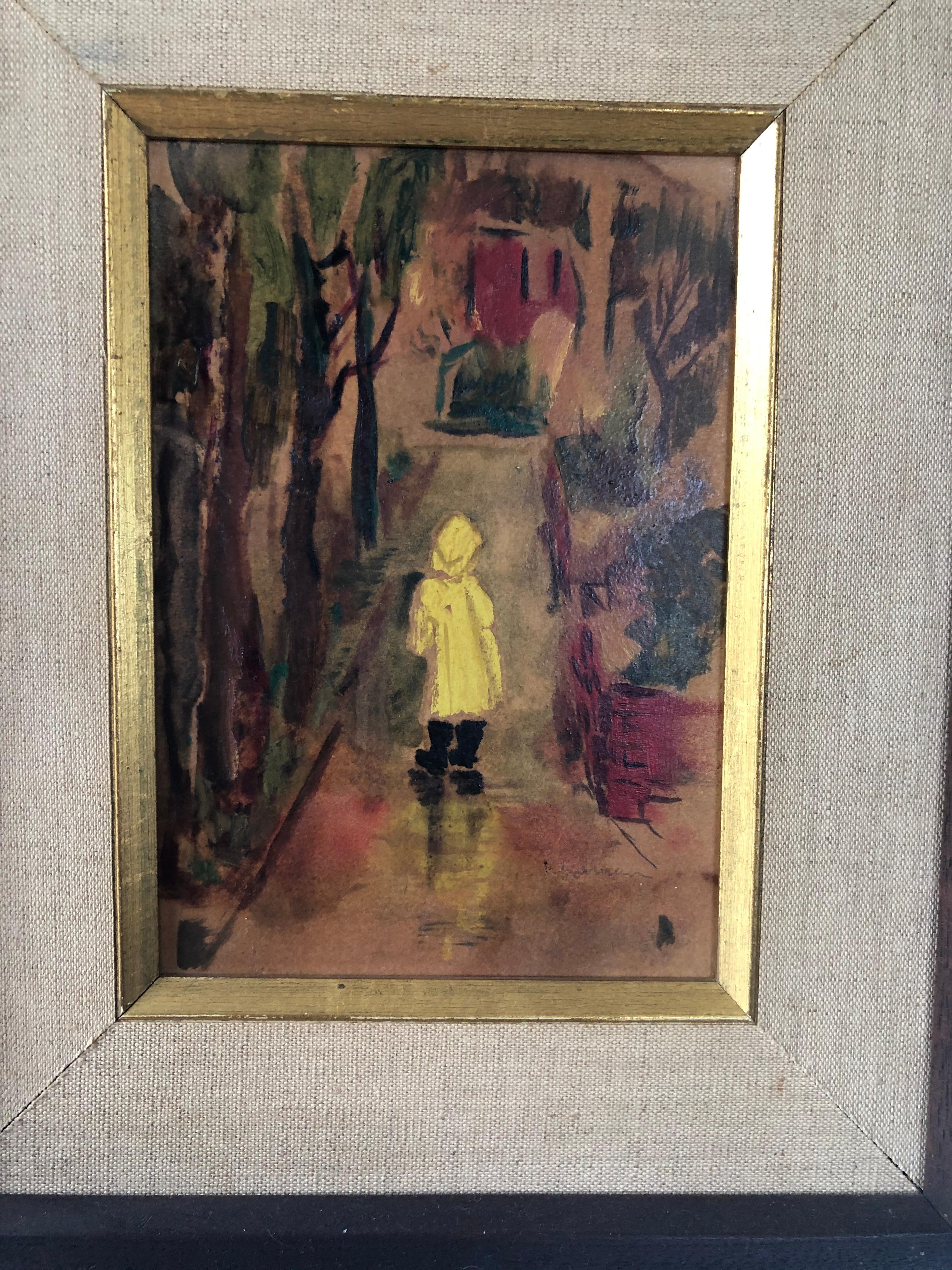 Mystery Mid 20th Century Expressionist Oil on Board 