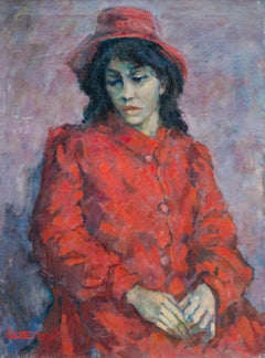 Mystery Modernist Italian Artist Portrait of a Woman in Hat