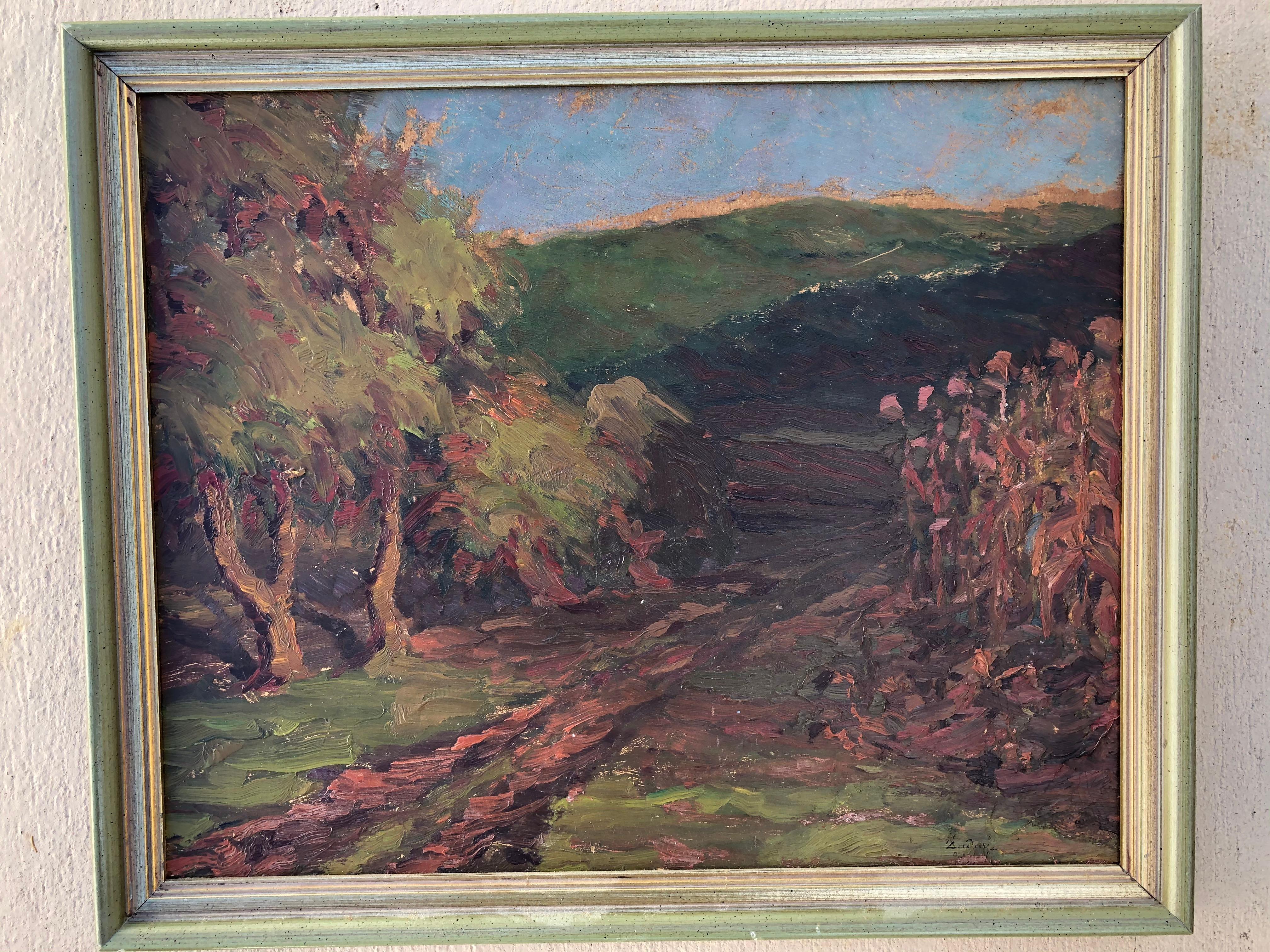 Mystery Signed Impressionistic Landscape - Painting by Unknown