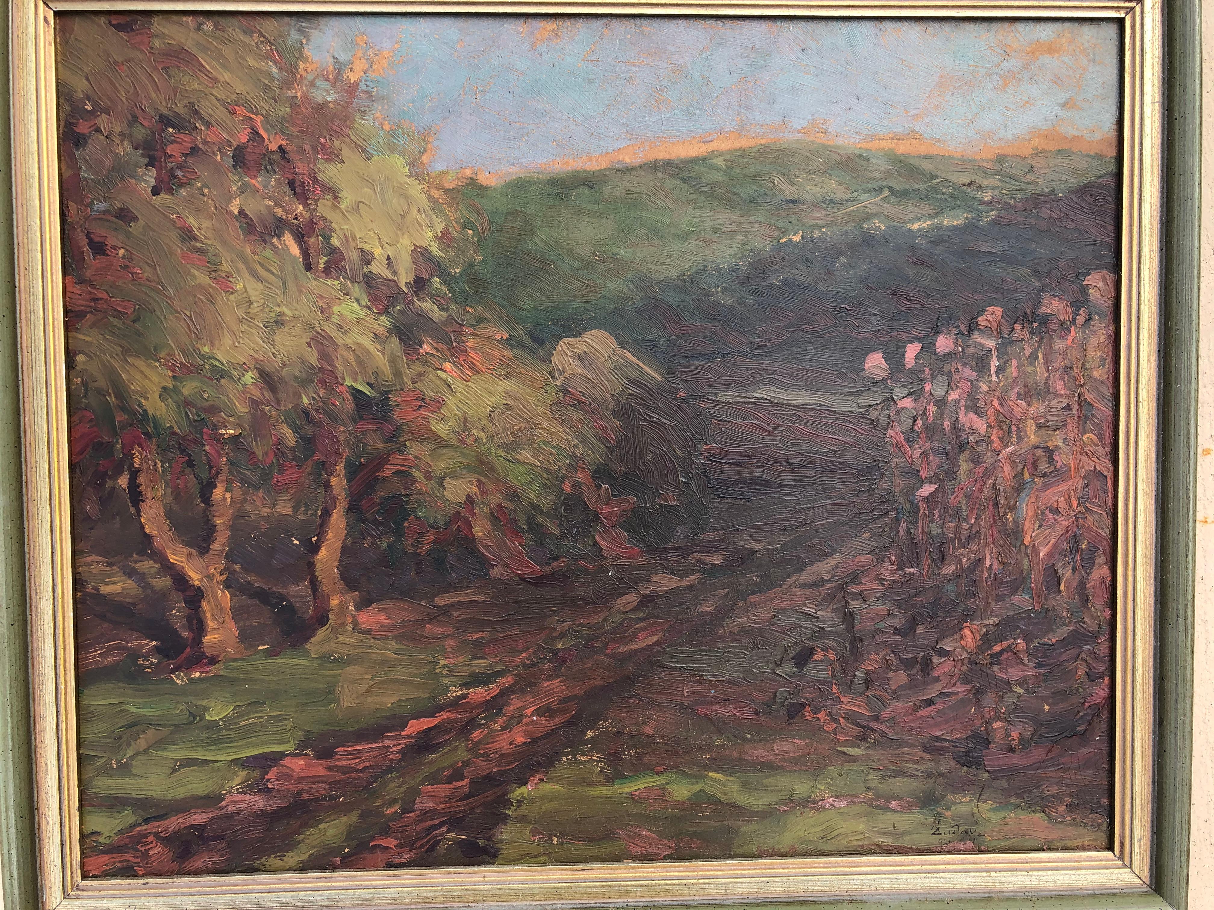 Unknown Landscape Painting - Mystery Signed Impressionistic Landscape