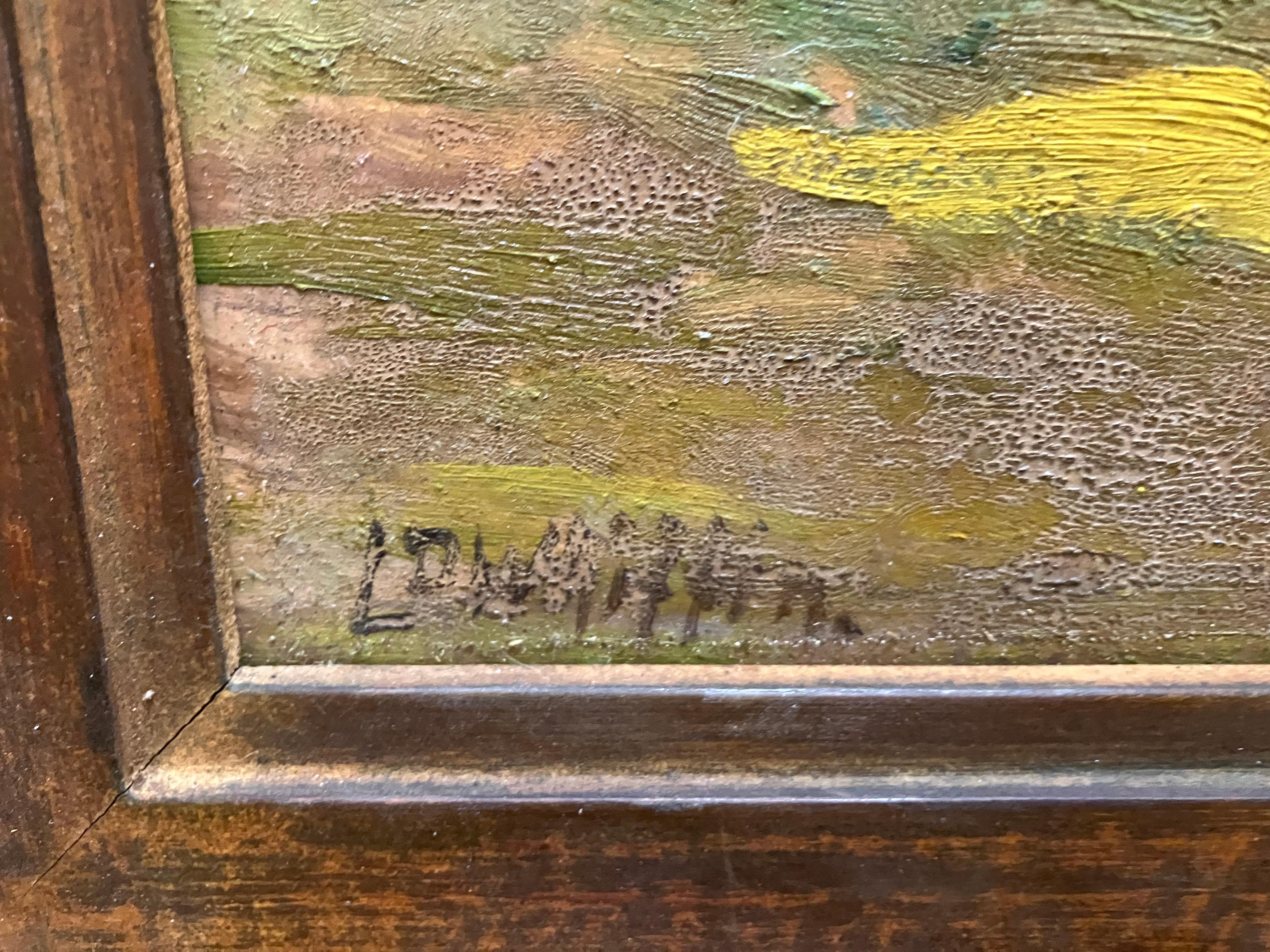 Pittura misteriosa firmata - Landscape Painting Marrone di Unknown