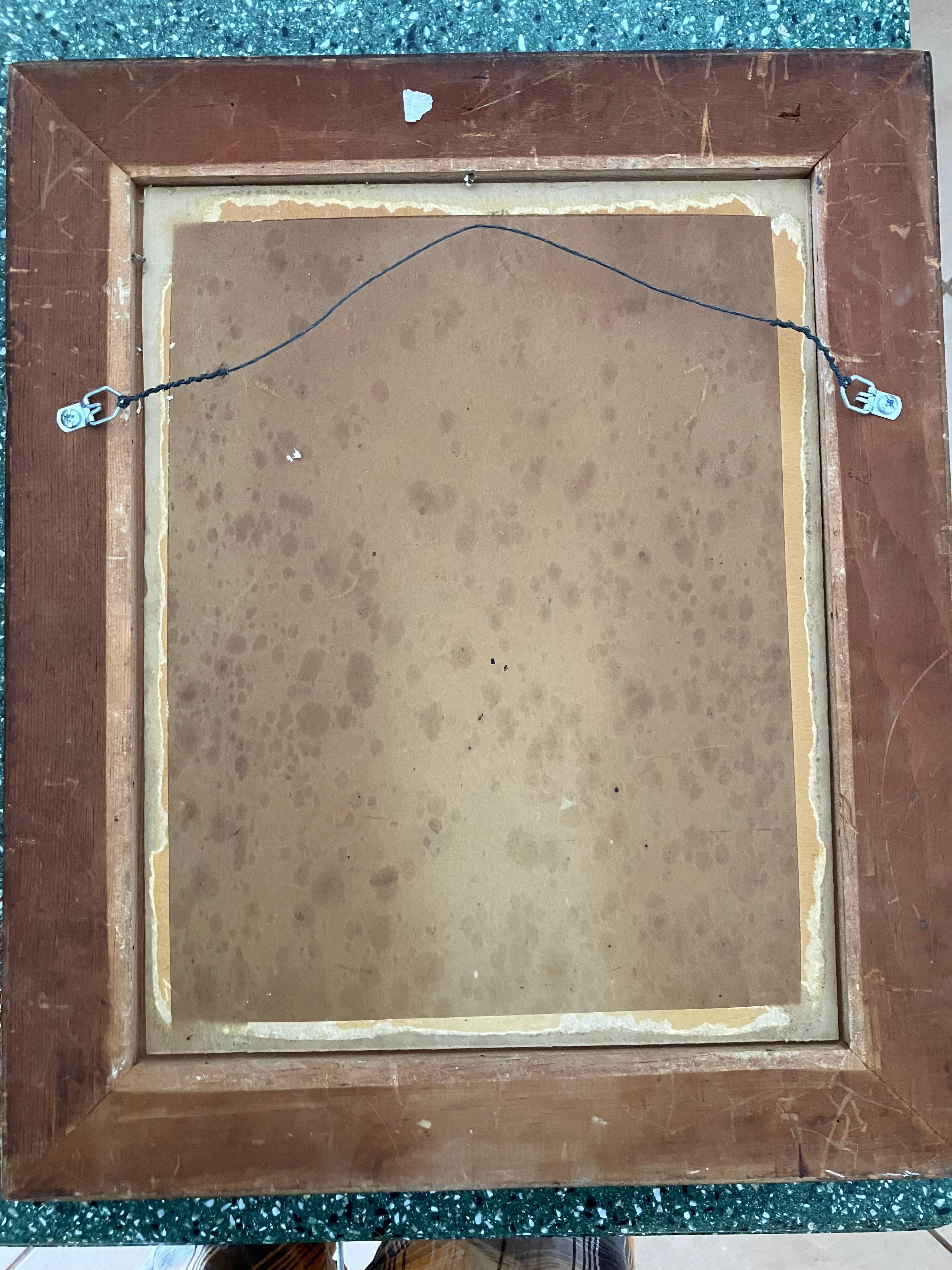 Bellissimo dipinto misterioso firmato in basso a sinistra. Riesco a distinguere solo l'iniziale L, l'iniziale centrale O e le ultime due iniziali del cognome sembrano IN o forse TH. Questo olio su tavola misura 14 pollici di altezza per 11 pollici