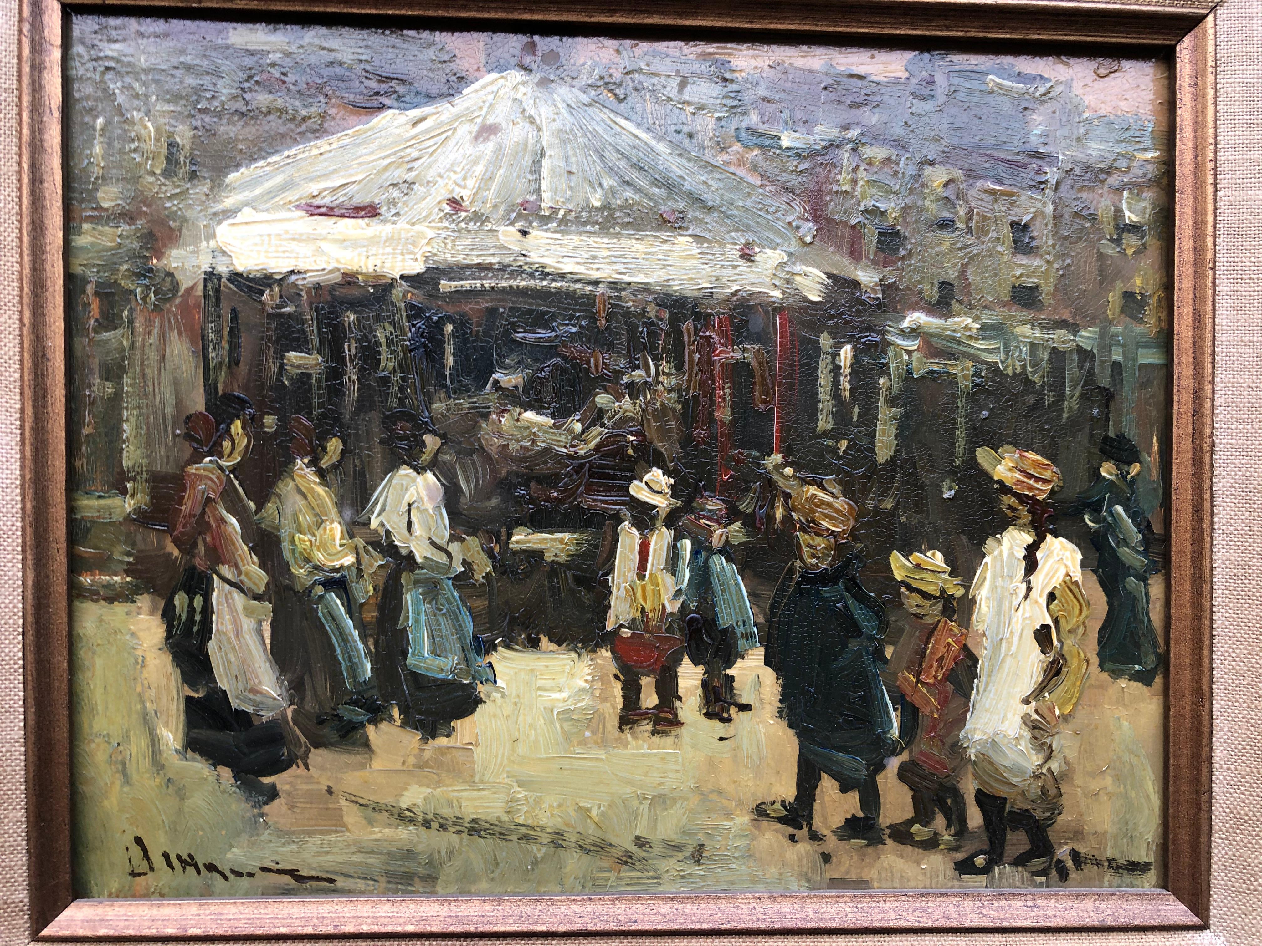 Mystery Spanish Impressionistic Merry Go Round Öl auf Karton
