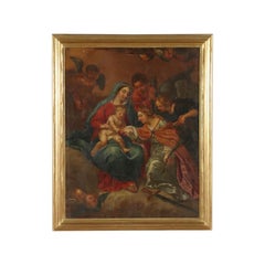 Antique Mystical Marriage of Saint Catherine Oil On Canvas 18th Century