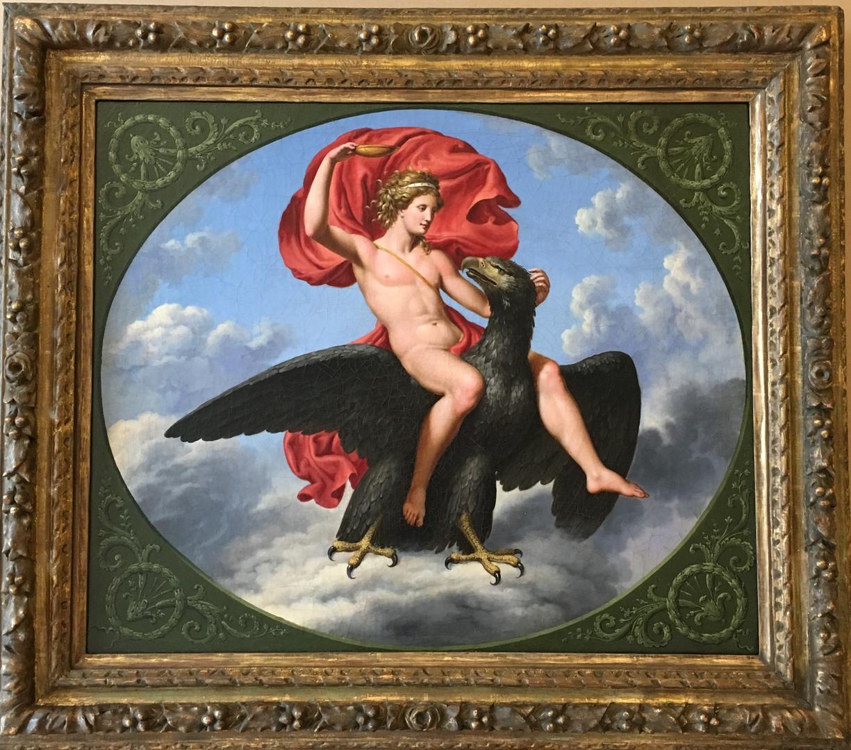 Myth of Ganymede riding astride Zeus as an eagle oil on canvas 